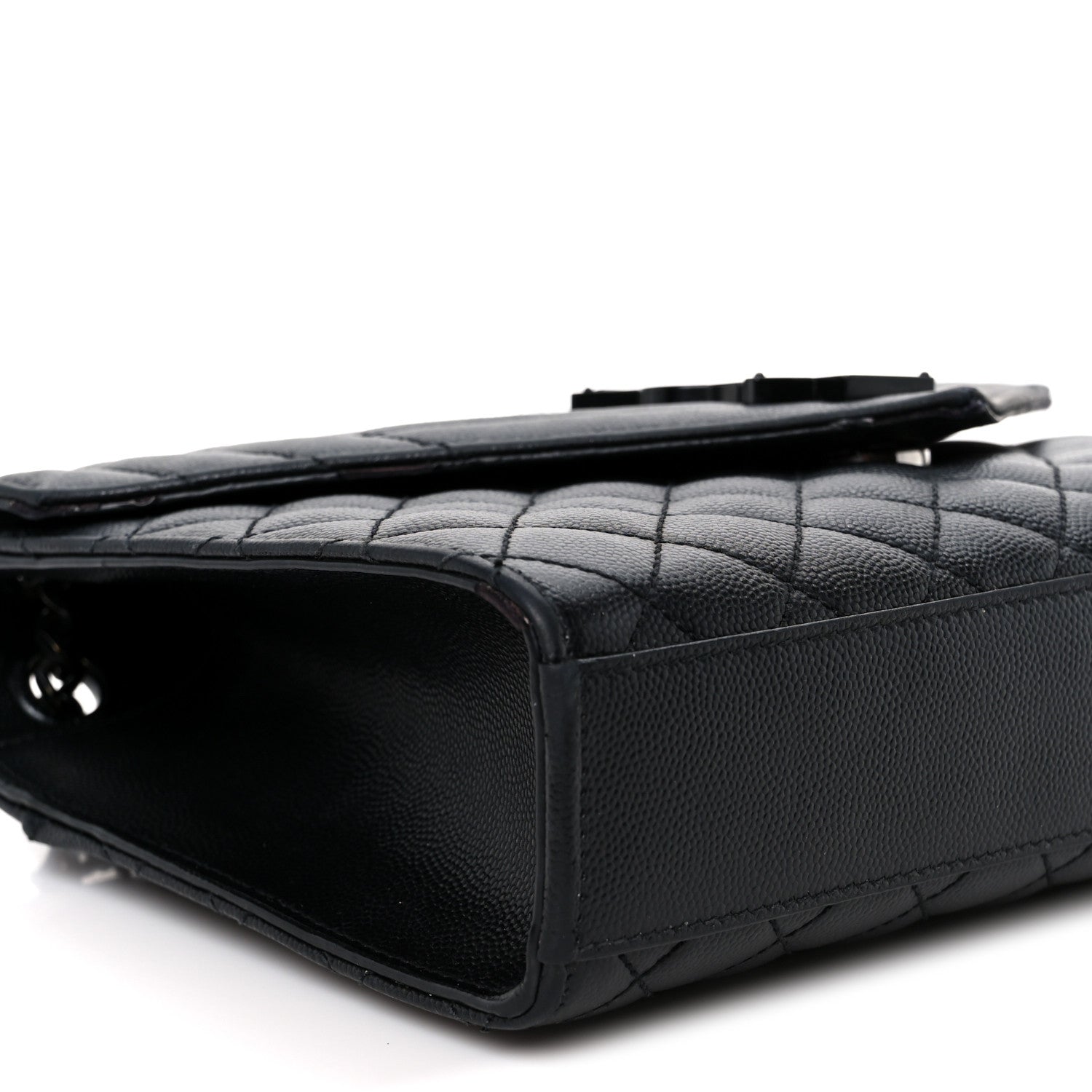 Grain De Poudre Textured Mixed Matelasse Triquilt Medium Monogram Monochrome Satchel Black
