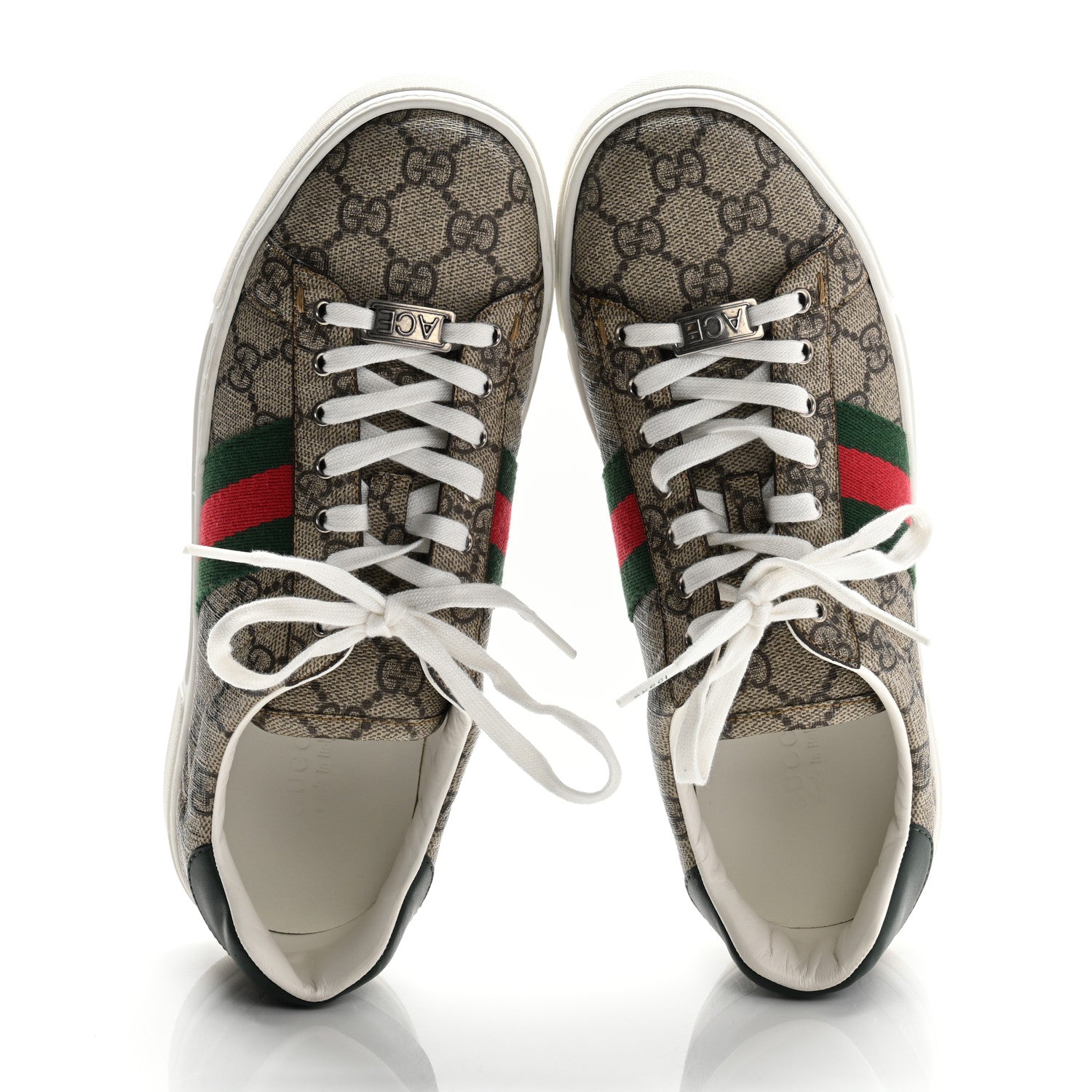 GG Supreme Monogram Womens New Ace Low-Top Sneaker 37.5 Beige