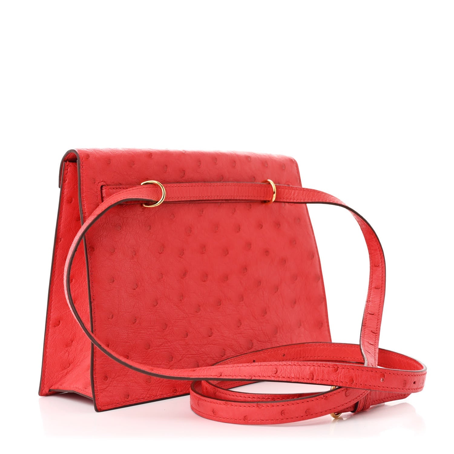 Ostrich Kelly Danse II Belt Bag Rouge Vif