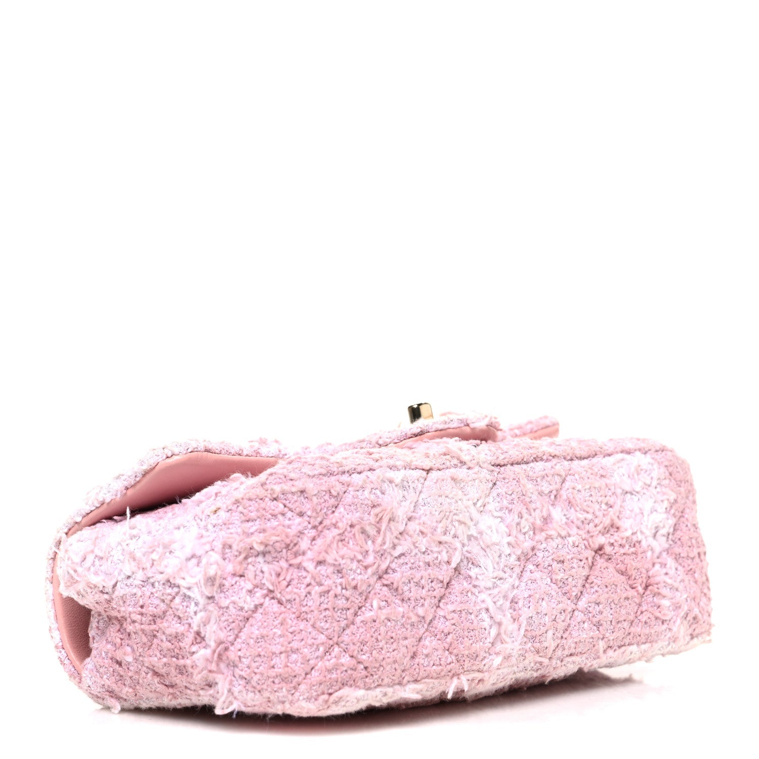 Tweed Quilted Mini Rectangular Flap Light Pink White