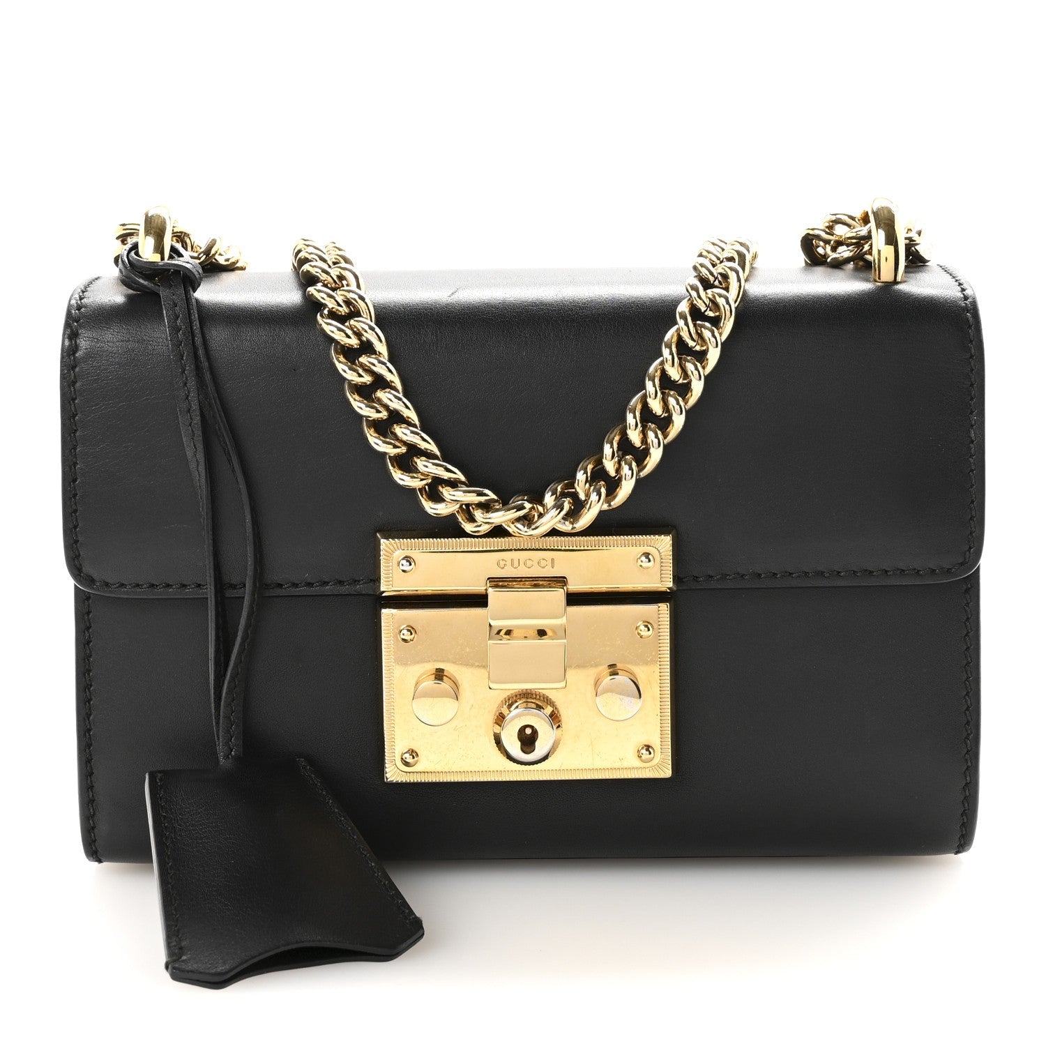Calfskin Small Padlock Shoulder Bag Black