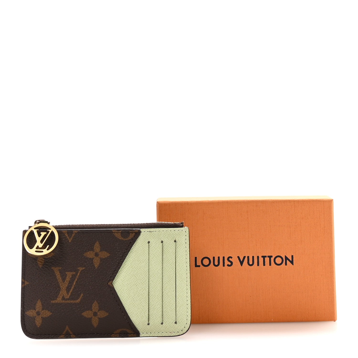 Monogram Coin Card Holder Light Green