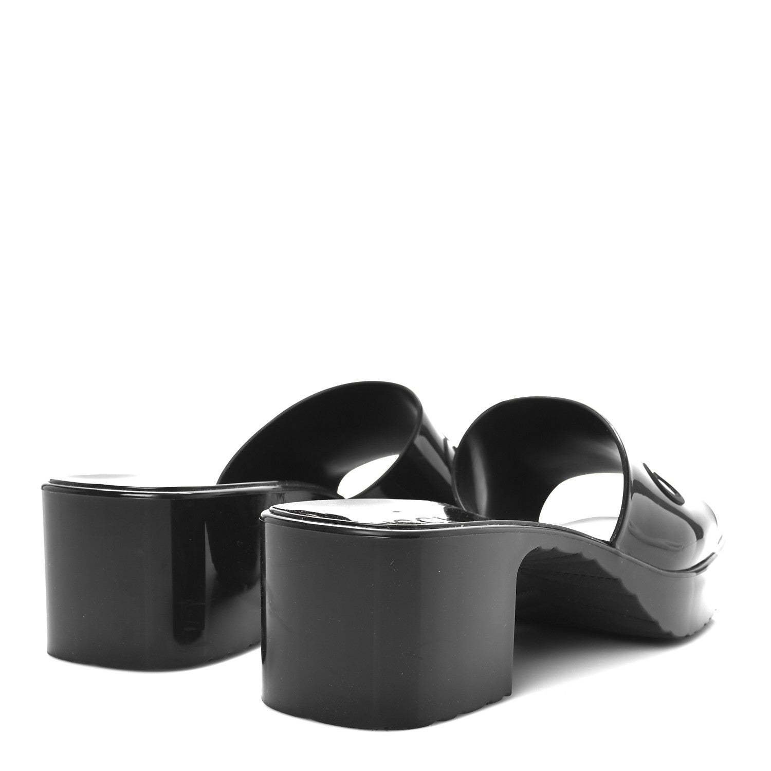 Rubber Gucci Logo Womens Platform 20/60mm Slide Sandals 38 Black
