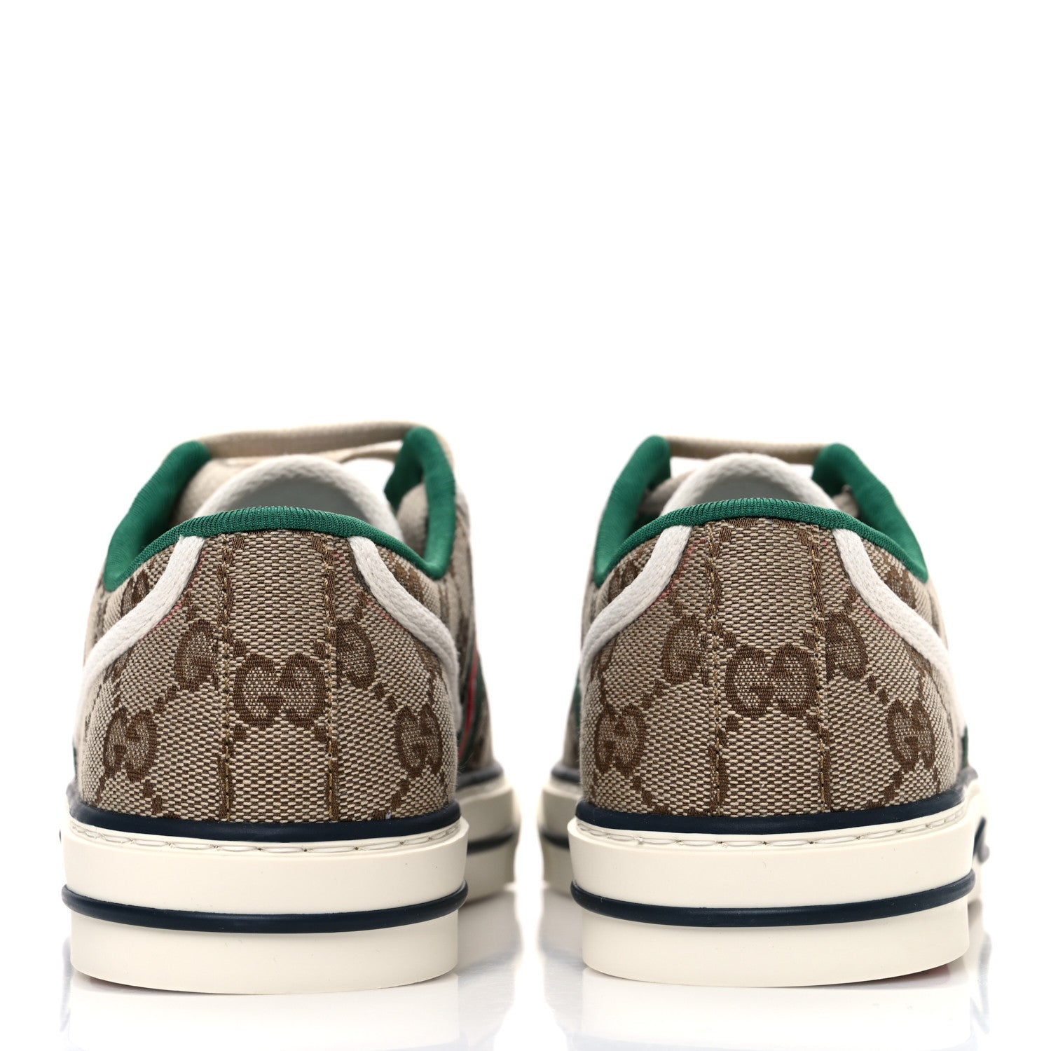 GG Monogram Web Womens 1977 Tennis Sneakers 37 Beige Ebony Mystic White
