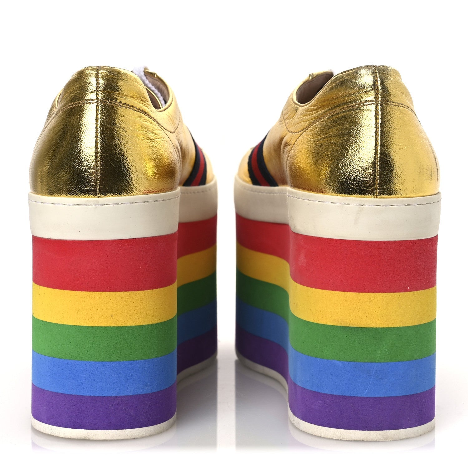 Metallic Nappa Peggy Platform Sneakers 40 Oro Vecchio