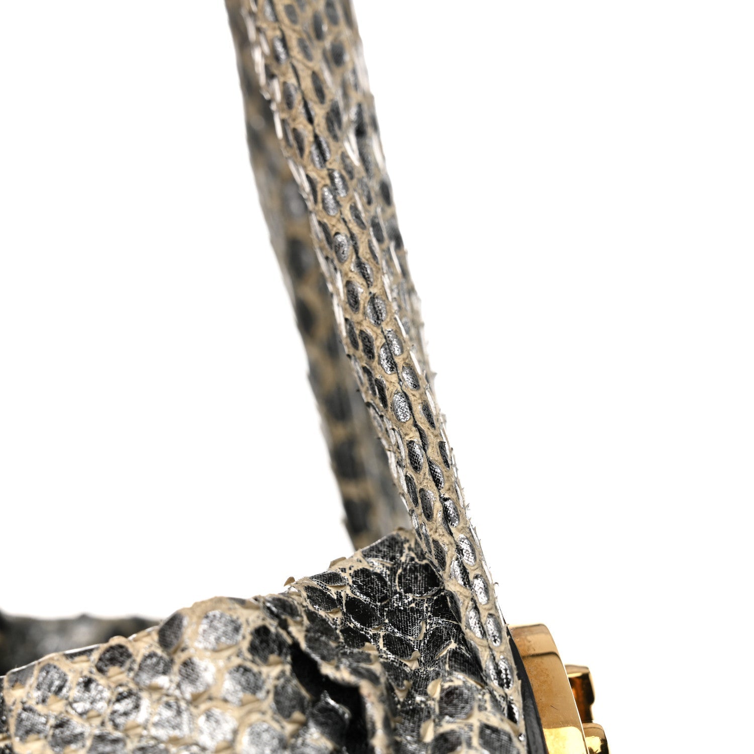 Snakeskin Medium Hysteria Top Handle Bag Black White
