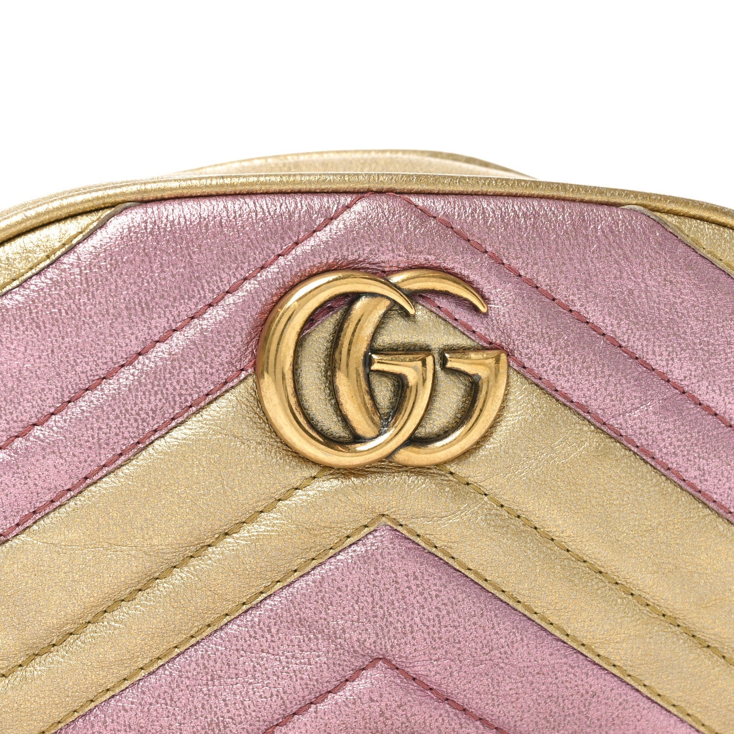 Metallic Nappa Matelasse Heart GG Marmont Belt Bag 85 34 Oro Vecchio Rosa