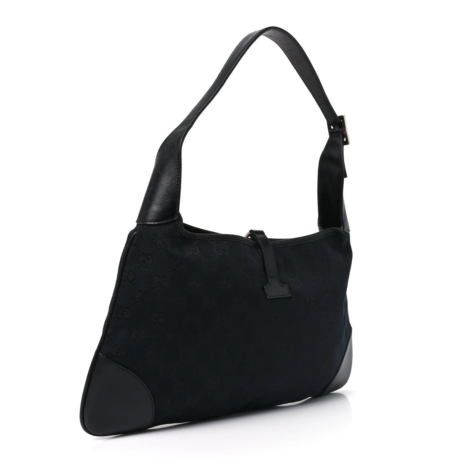 Monogram Lobster Clasp Jackie O Hobo Black