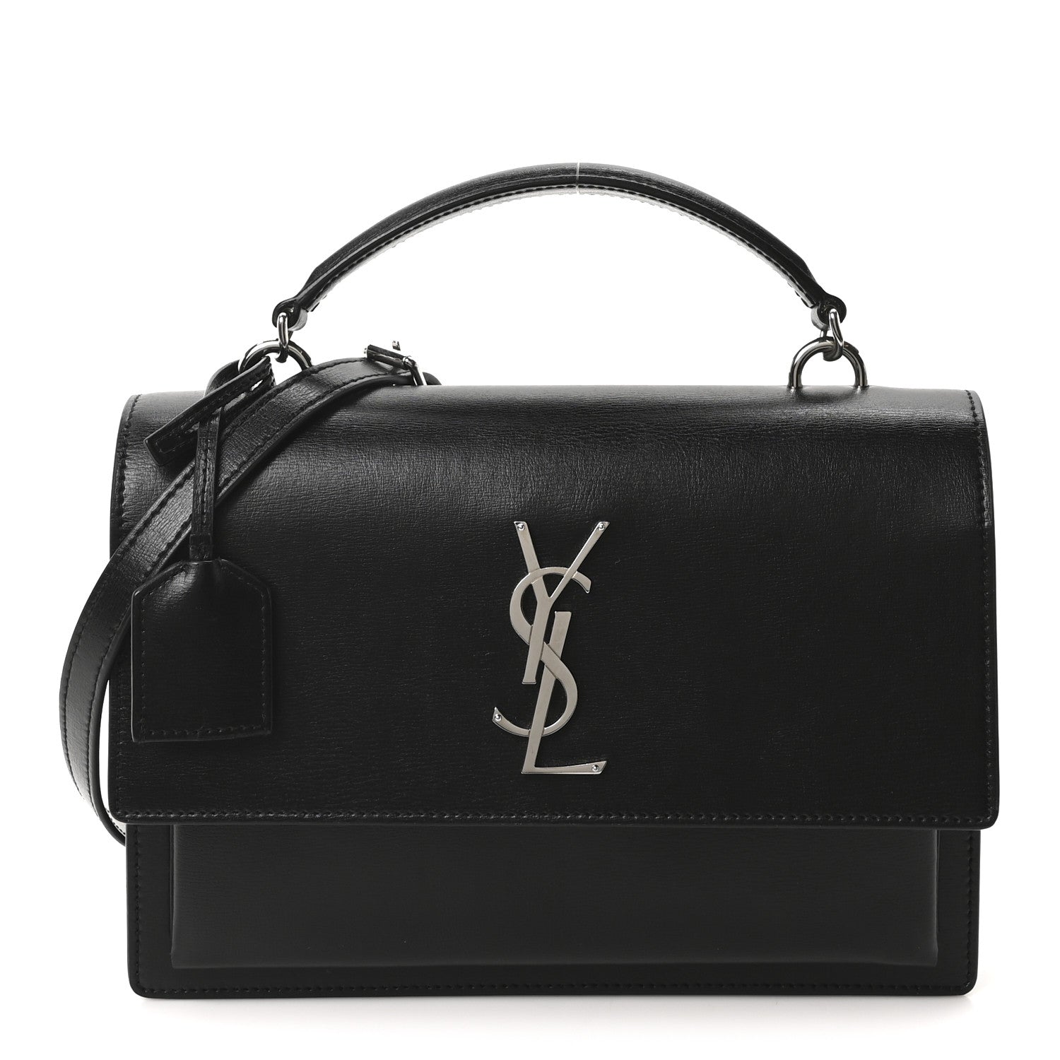 Smooth Calfskin Medium Monogram Sunset Satchel Black