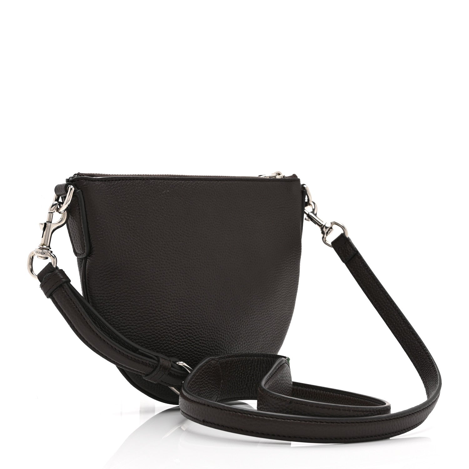 Pebbled Calfskin Mini B Shoudler Bag Dark Brown