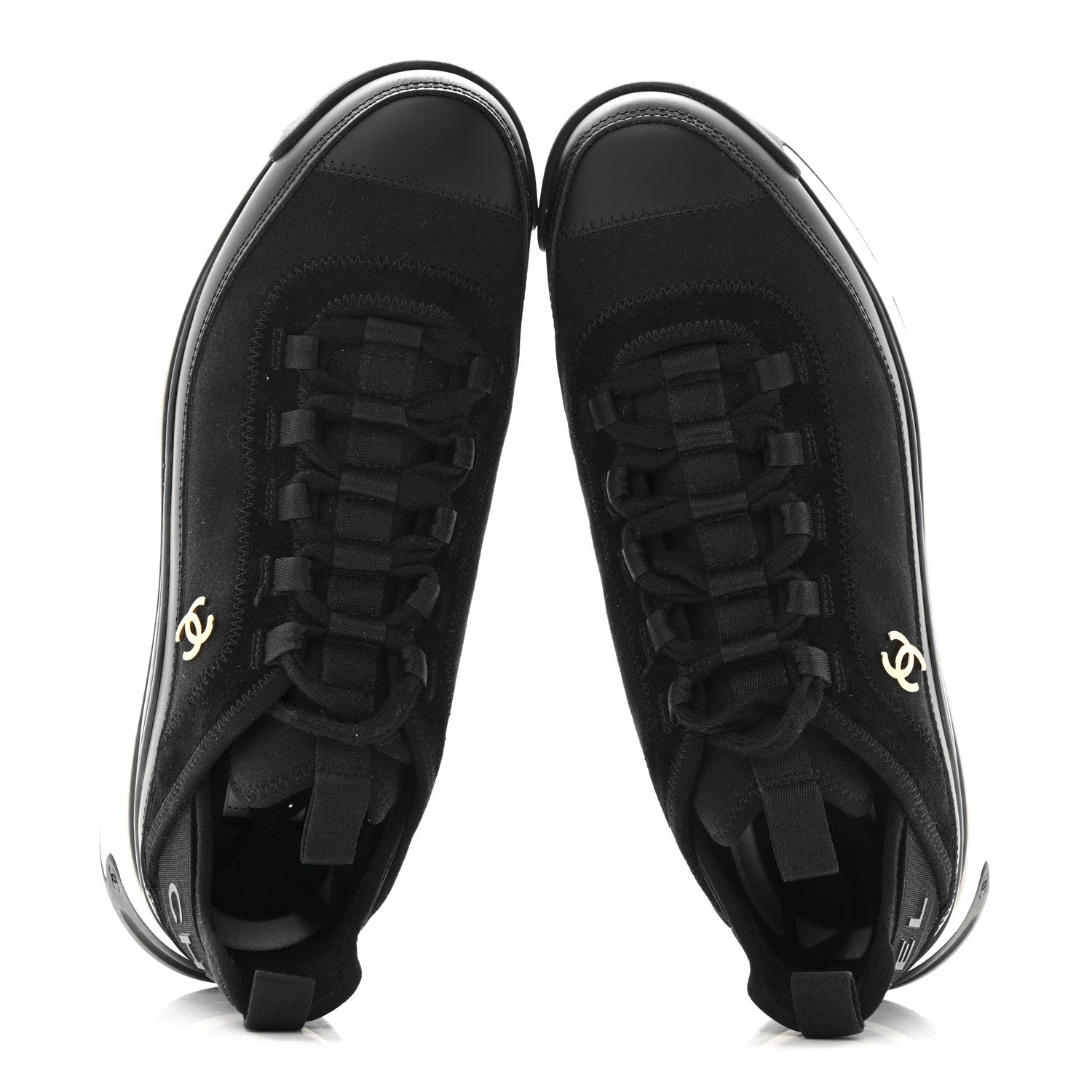 Velvet Calfskin Mixed Fibers CC Sneakers 39.5 Black