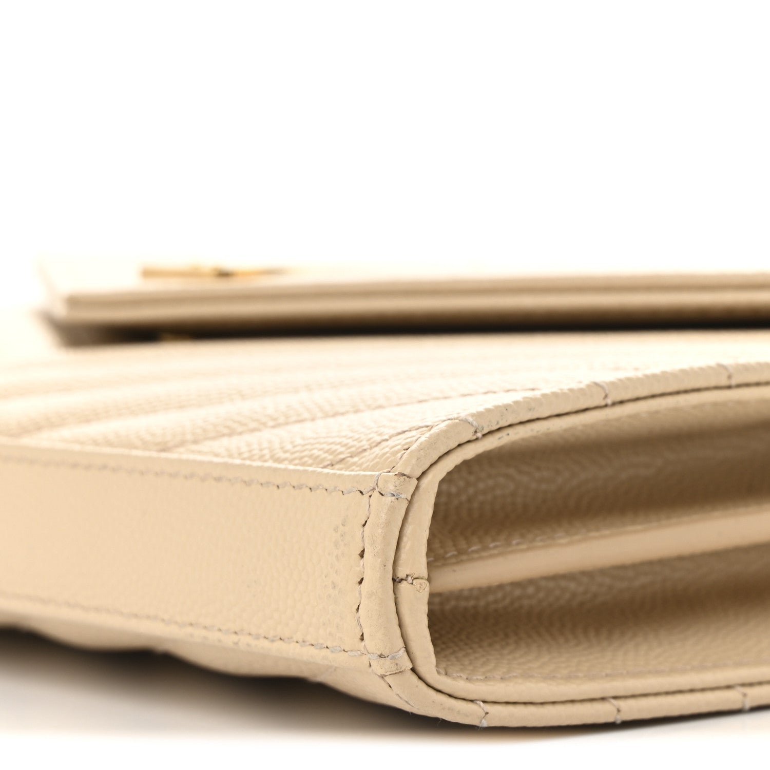 Grain De Poudre Matelasse Chevron Monogram Chain Wallet Nude Powder