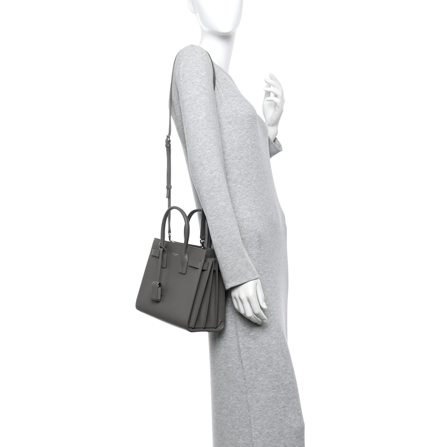 Grained Calfskin Baby Sac De Jour Fog