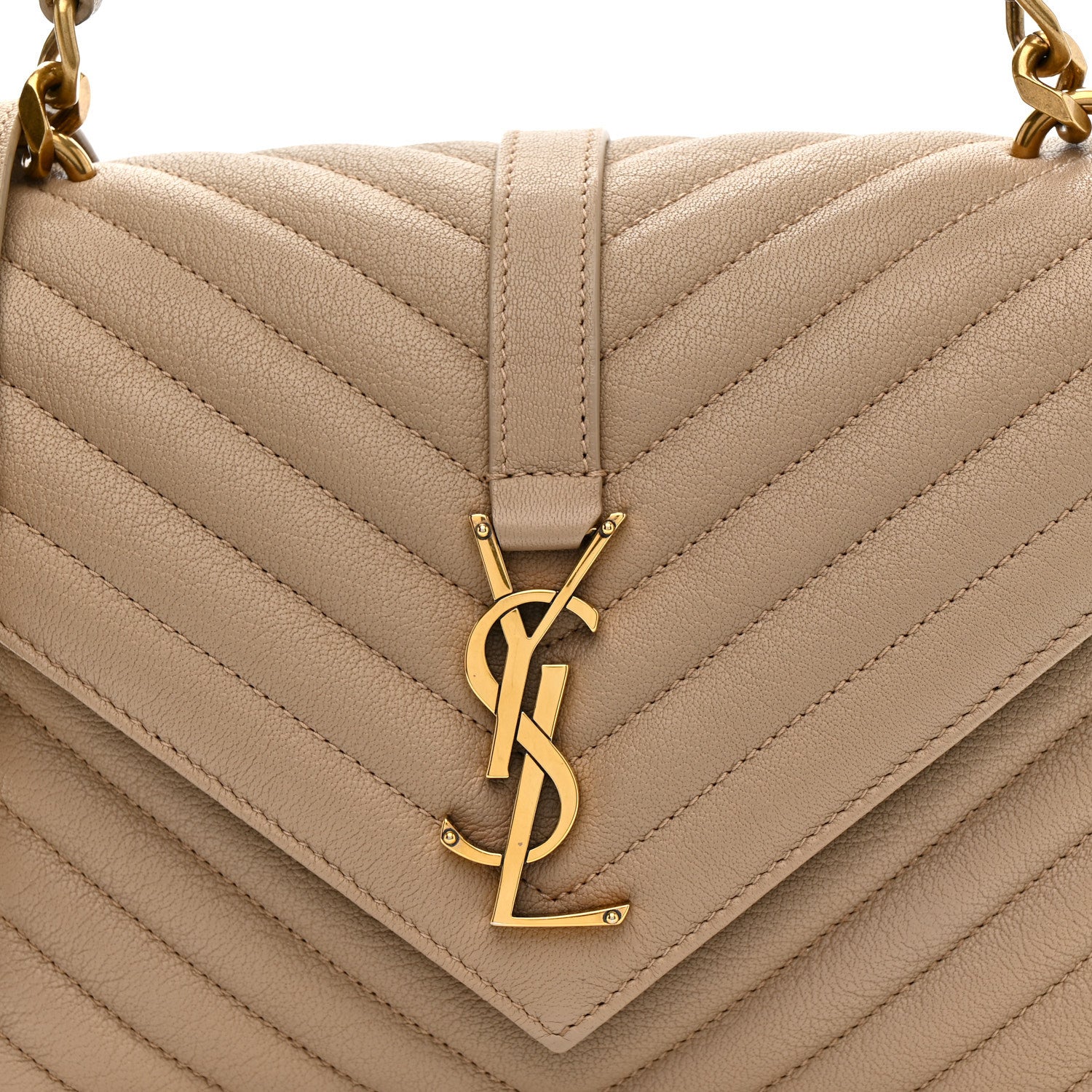 Sheepskin Matelasse Chevron Monogram Medium College Bag Dark Beige