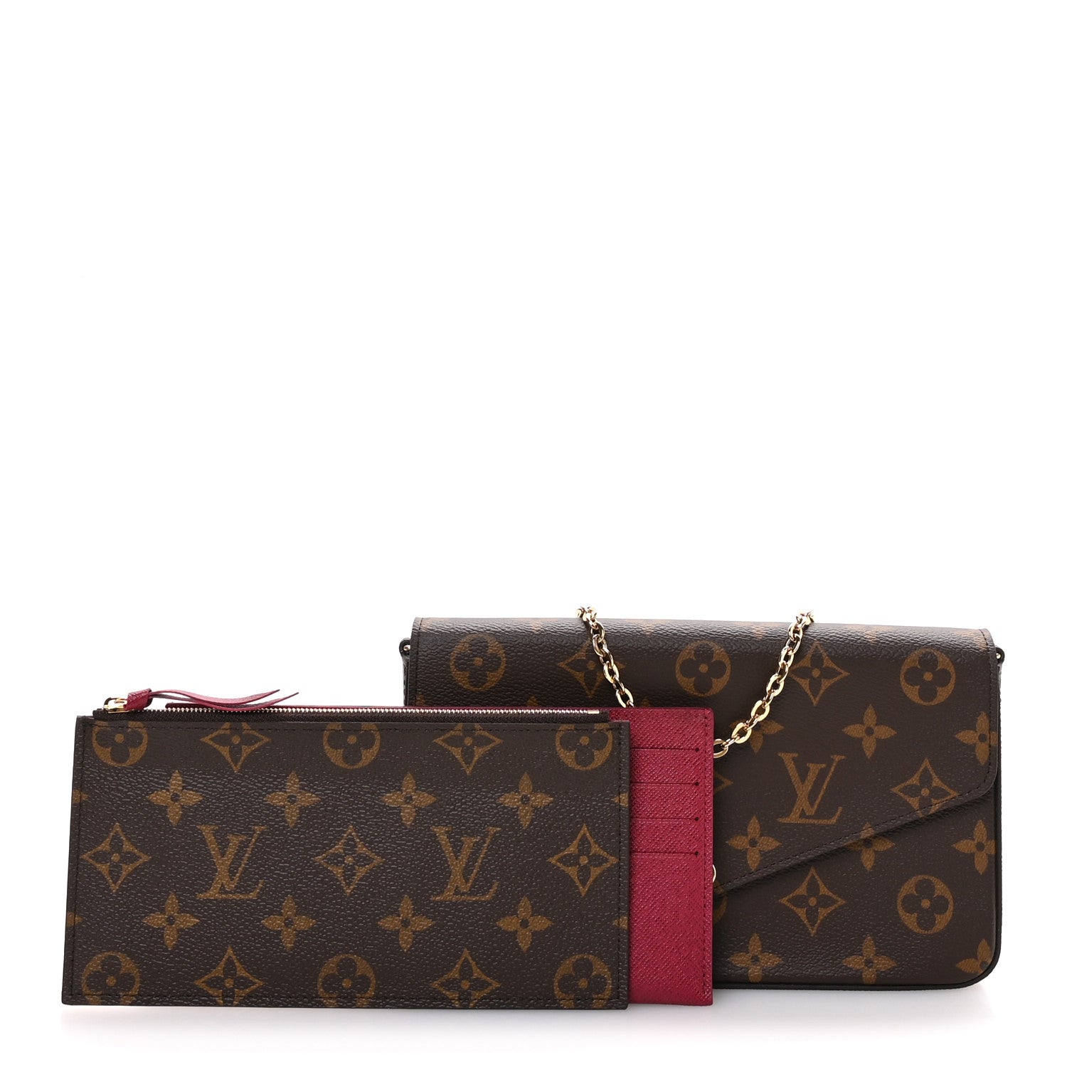 Monogram Pochette Felicie Chain Wallet Fuchsia