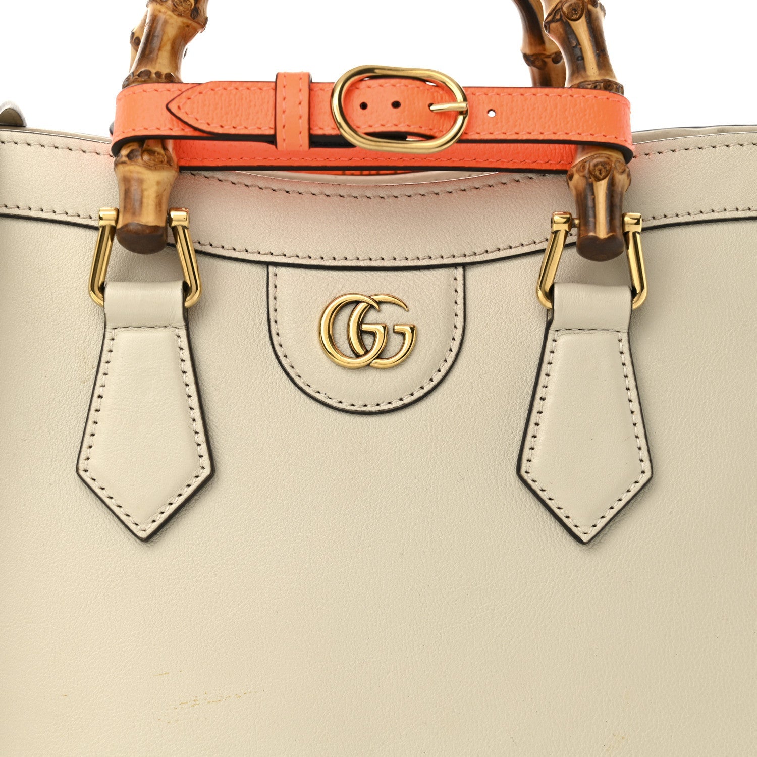 Wonka Grain Calfskin Small Diana Tote Bag Mystic White Orange Fluo