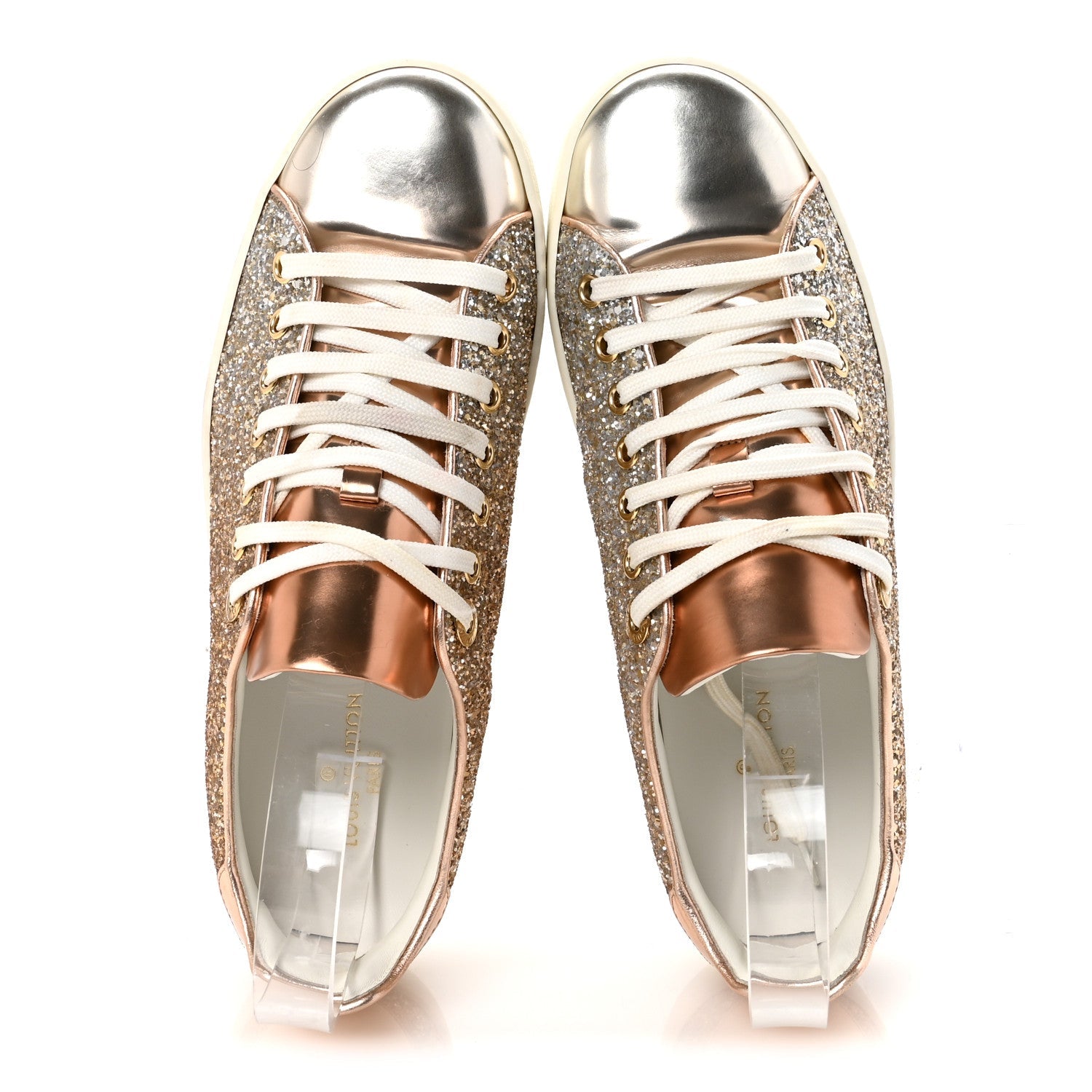 Metallic Glitter Frontrow Sneakers 37 Rose Gold