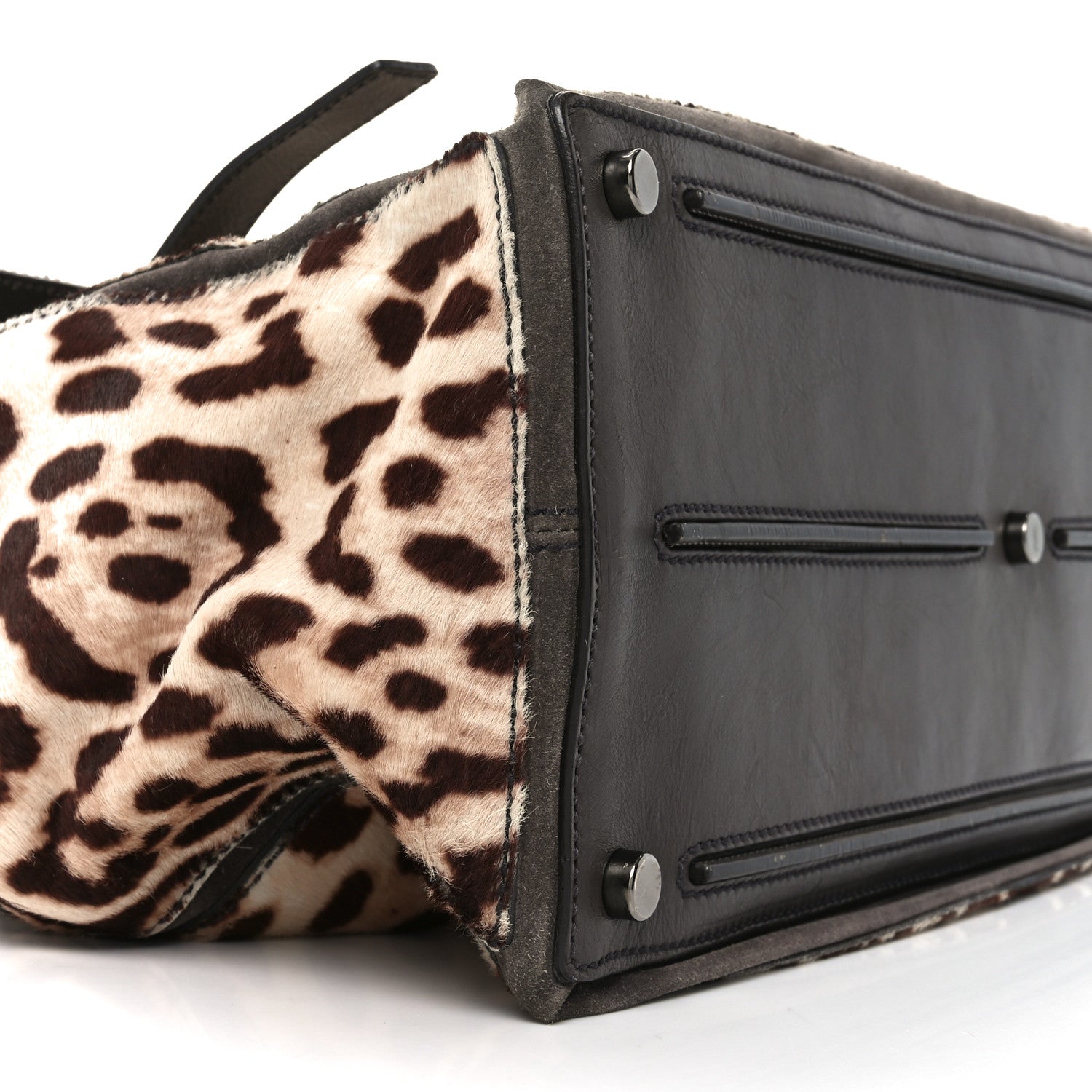 Pony Hair Leopard Suede Calfskin Print Large Muse Two Brown