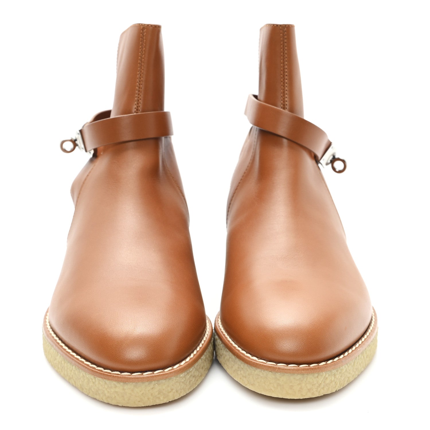 Heritage Calfskin Follow Ankle Boots 40.5 Naturel