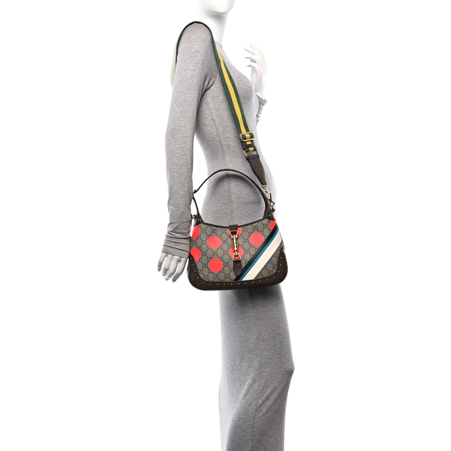 GG Supreme Monogram Web Geometric Small Jackie 1961 Beige Multicolor Brown Sugar