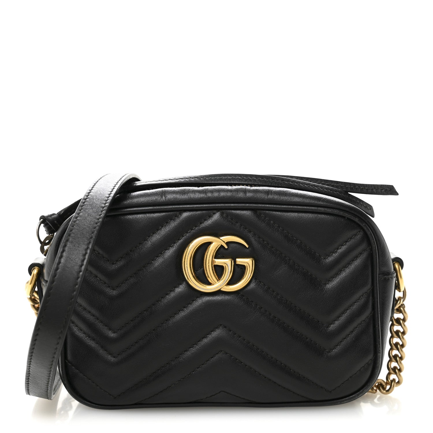 Calfskin Matelasse Mini GG Marmont Chain Shoulder Bag Black