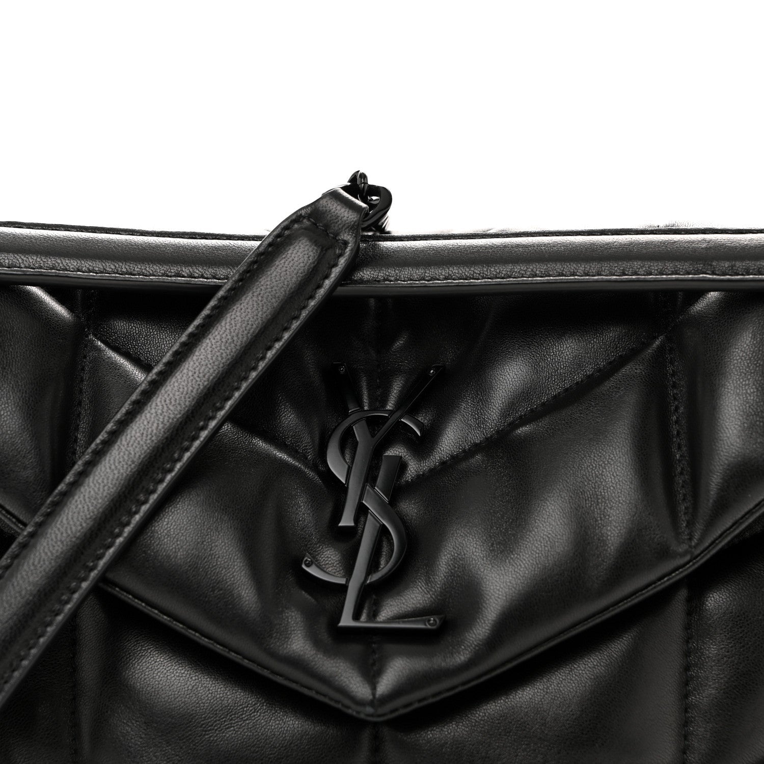 Lambskin Quilted Small Loulou Puffer Monogram Monochrome Chain Satchel Black