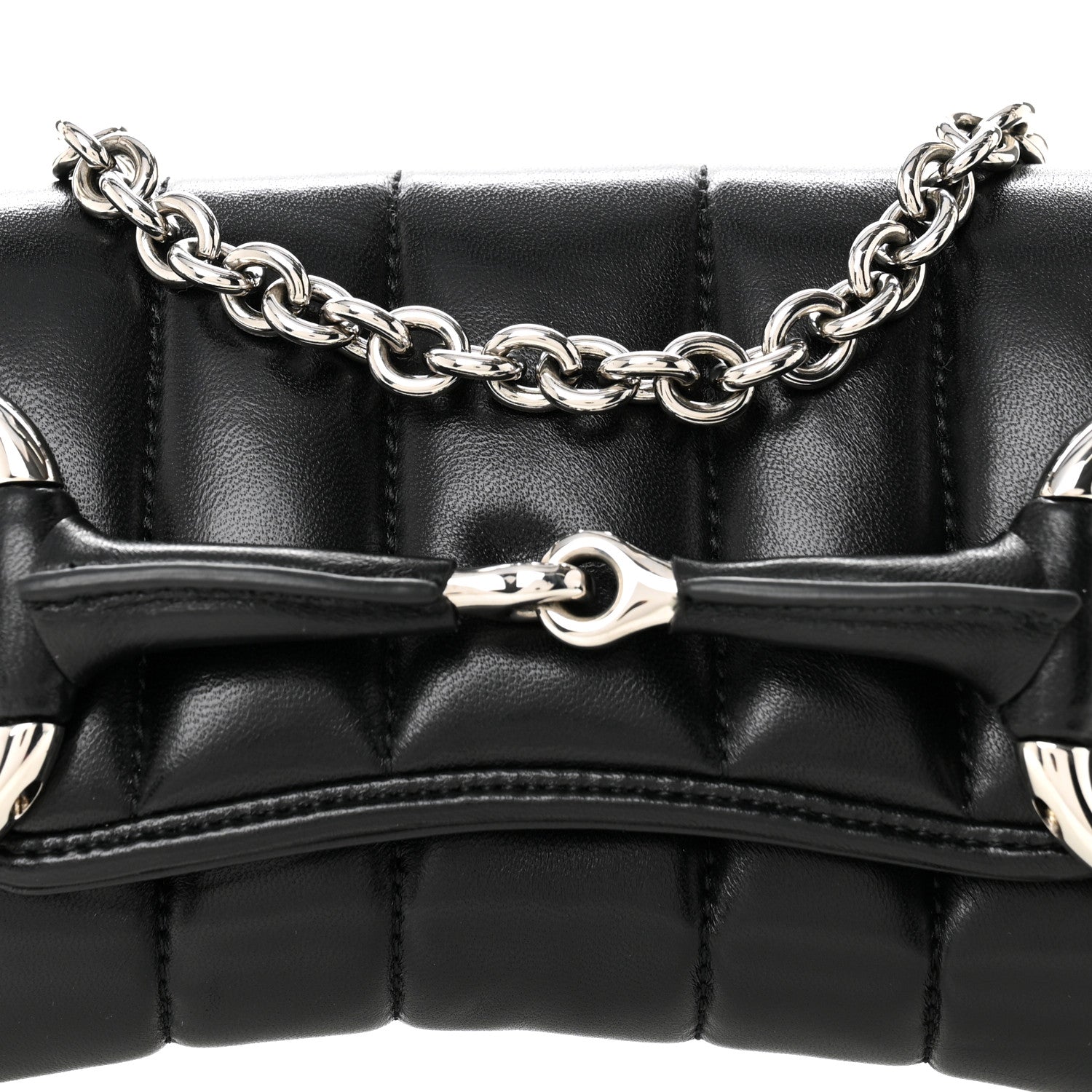 Nappa Vertical Matelasse Small Maxi Horsebit Chain Shoulder Bag Black