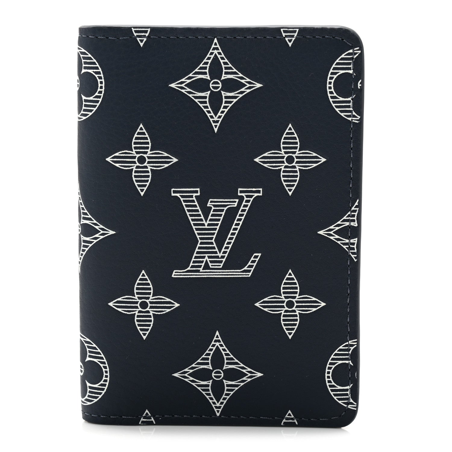 Calfskin Monogram Shadow Pocket Organizer Navy Blue White