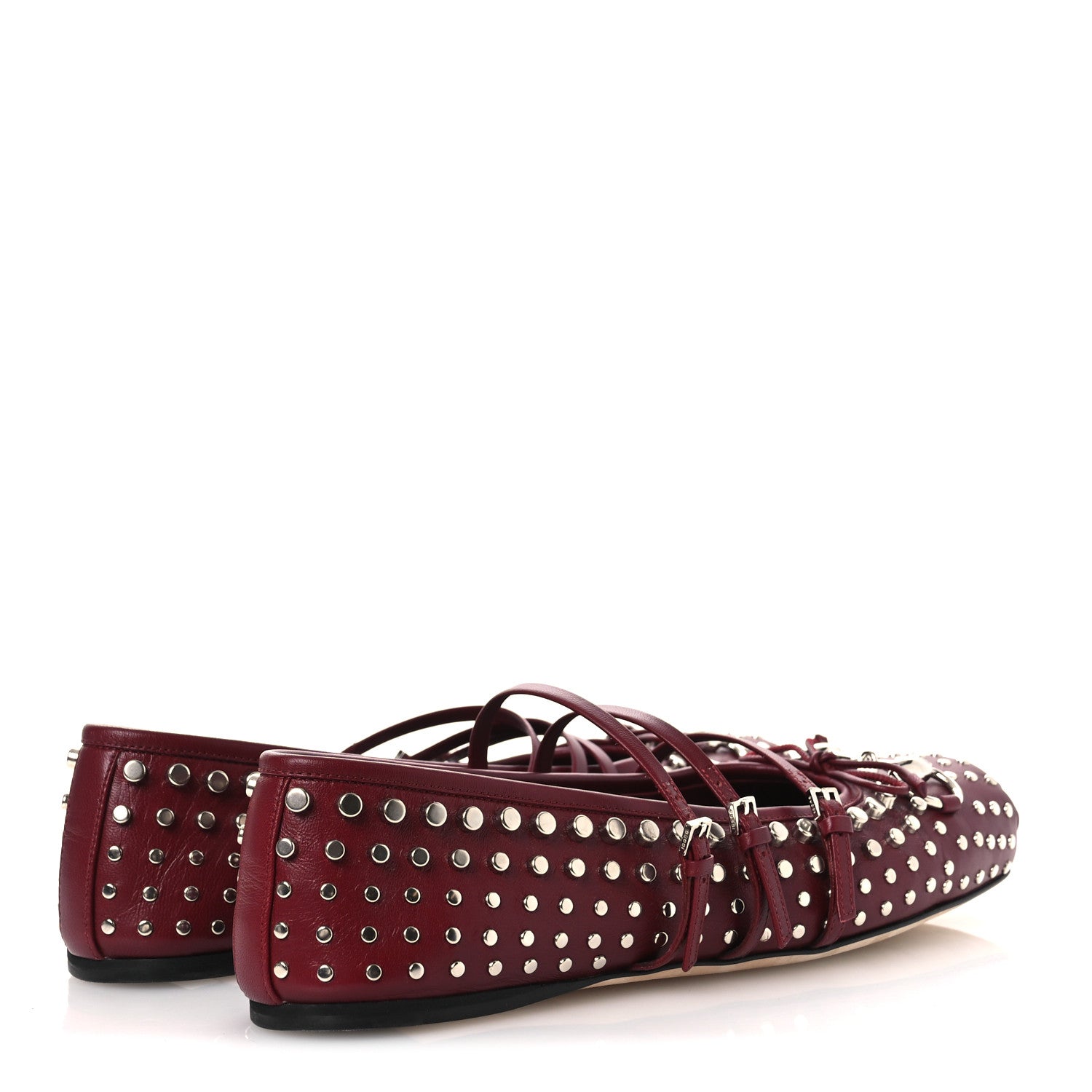 Nappa Carmaque Studded Horsebit Ballet Flats 39 Rosso Ancora