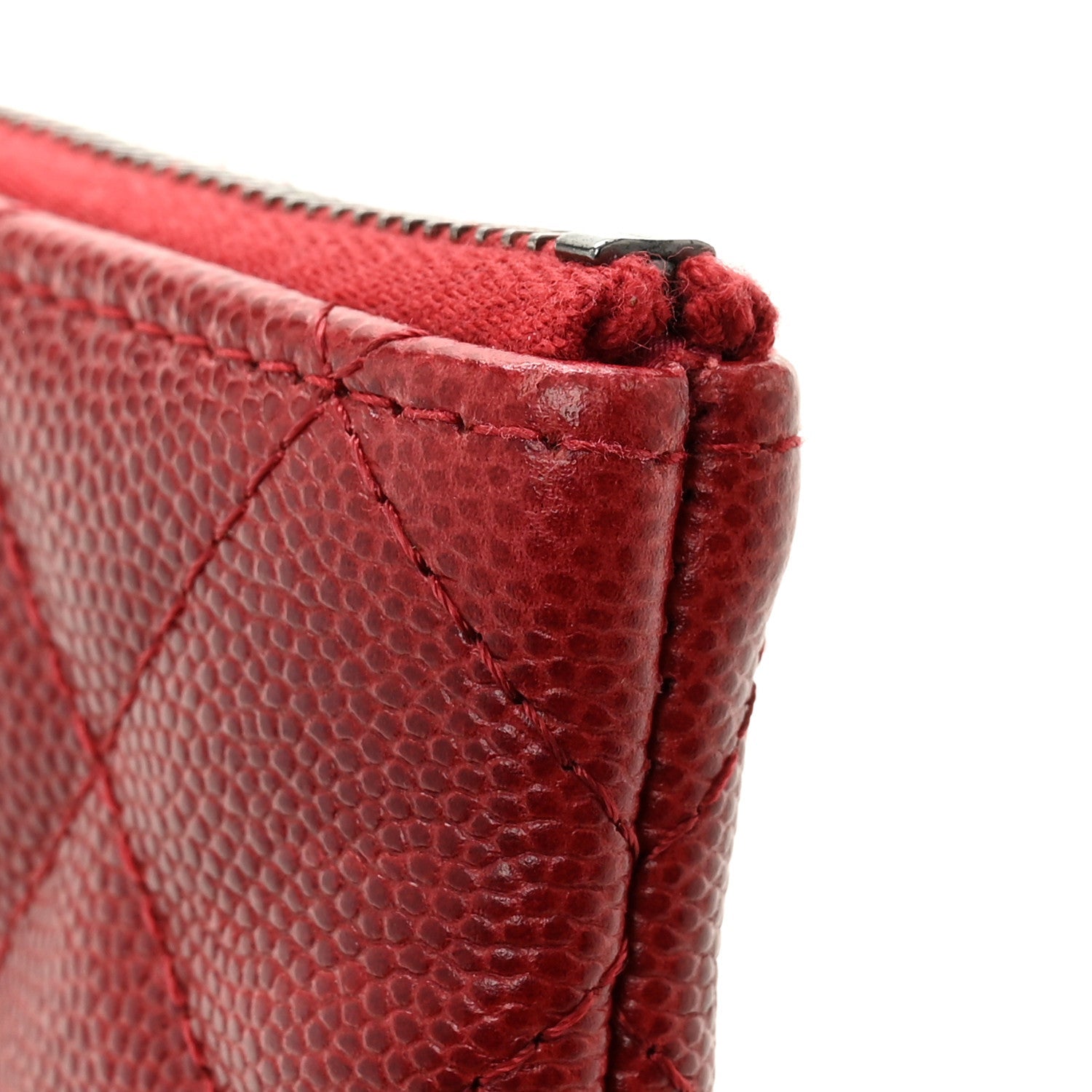 Caviar Quilted Small Cosmetic Case Dark Red