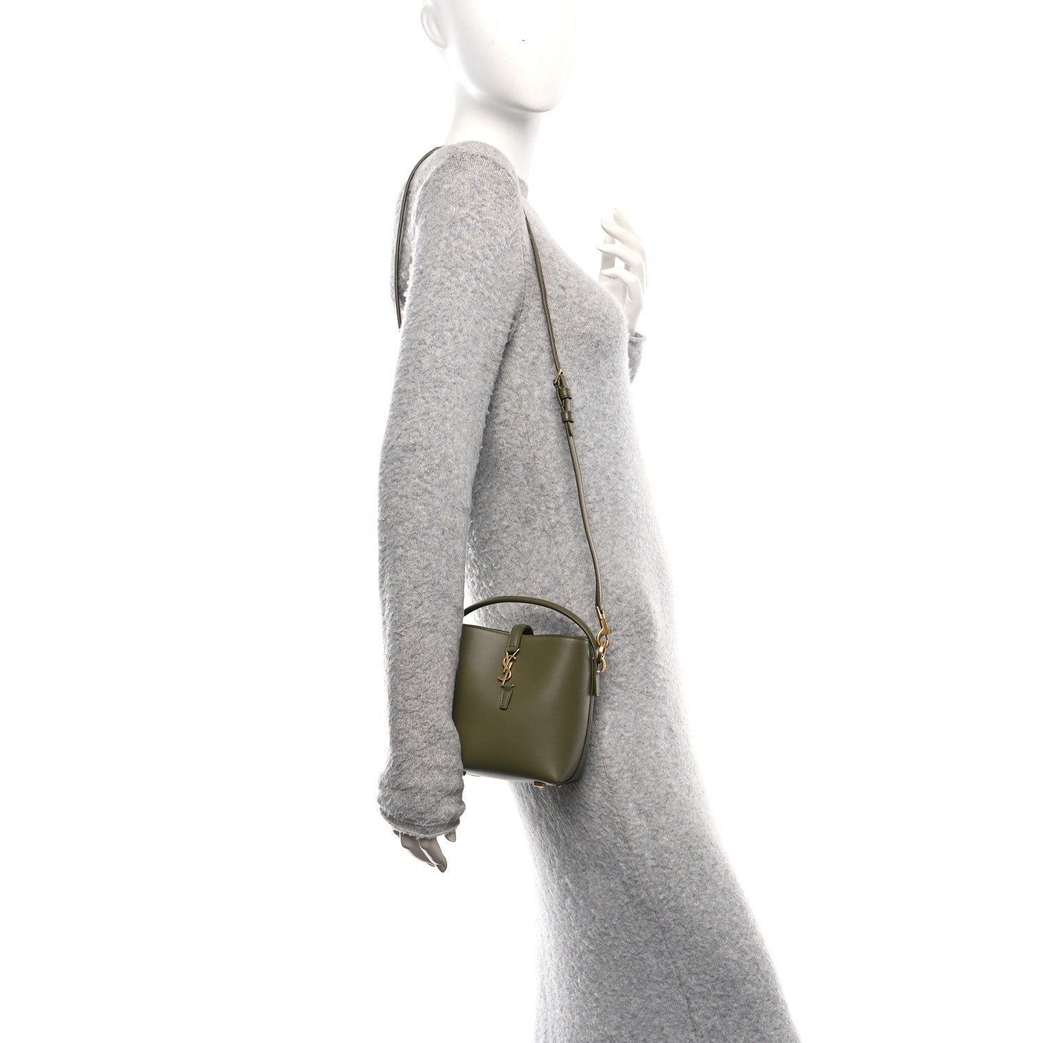 Shiny Calfskin Le 37 Mini Bucket Bag Strong Moss