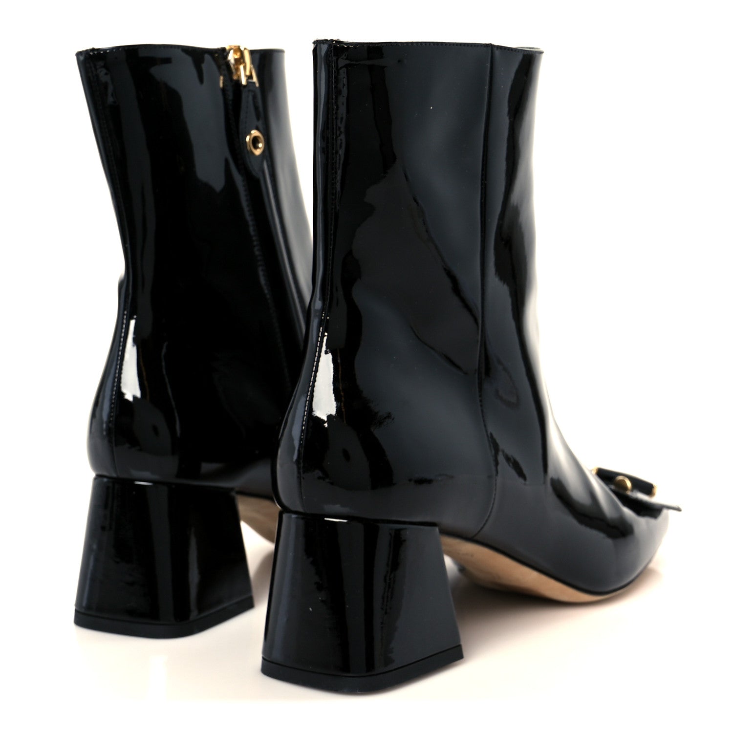 Patent Calfskin Shake Ankle Boots 38 Black