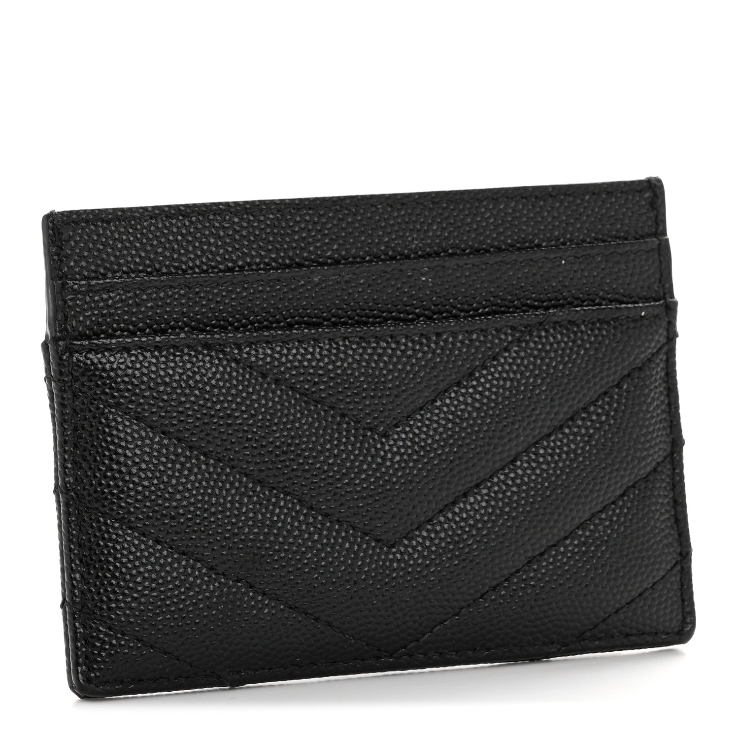 Grain De Poudre Matelasse Chevron Monochrome Monogram Credit Card Case Black