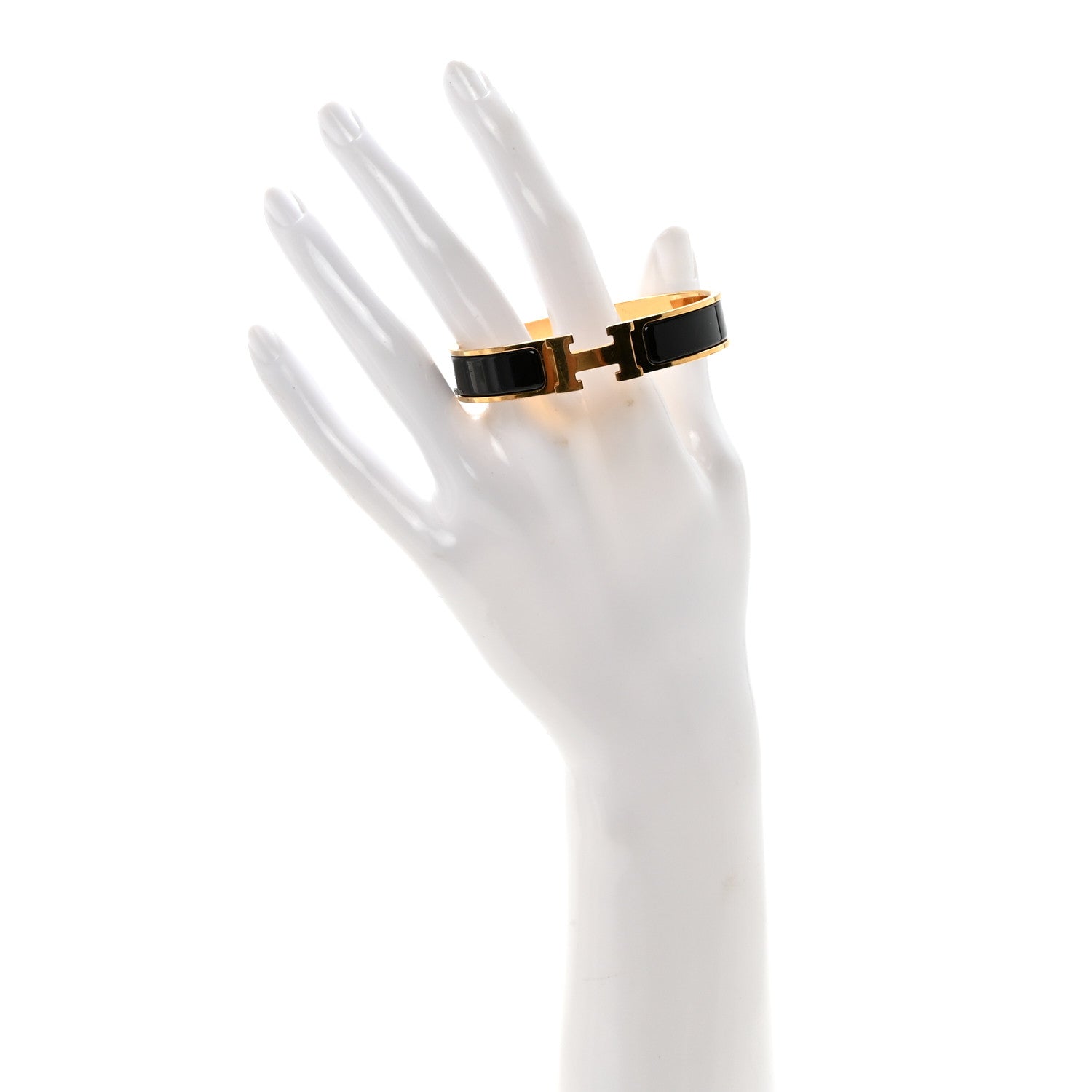 Enamel Narrow Clic Clac H Bracelet PM Black