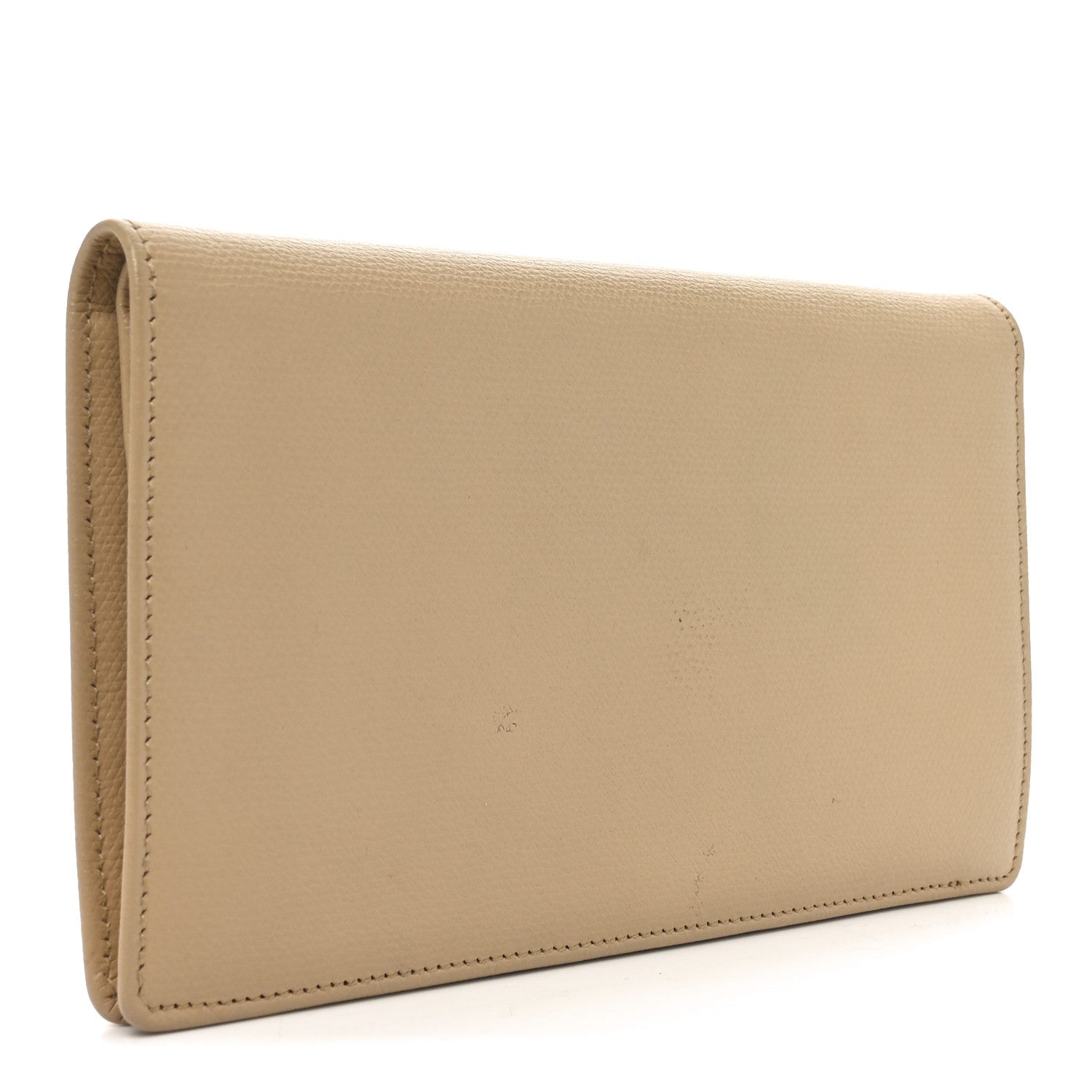 Grained Calfskin CC Button Yen Wallet Beige