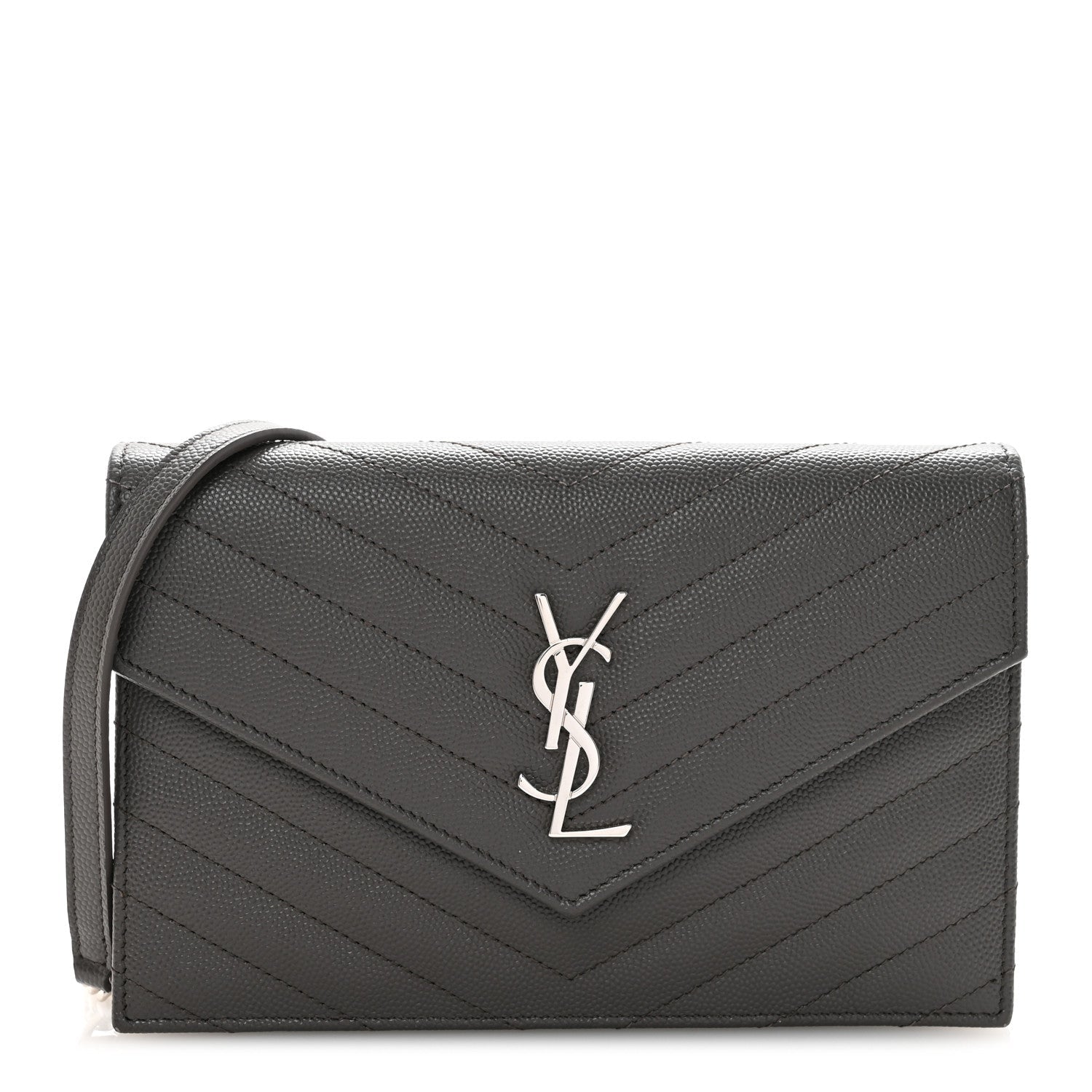Grain De Poudre Matelasse Chevron Monogram Envelope Chain Wallet Earth