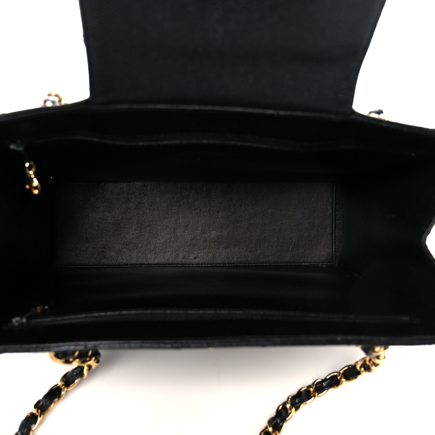 Caviar Quilted Flap Shopping Tote Black