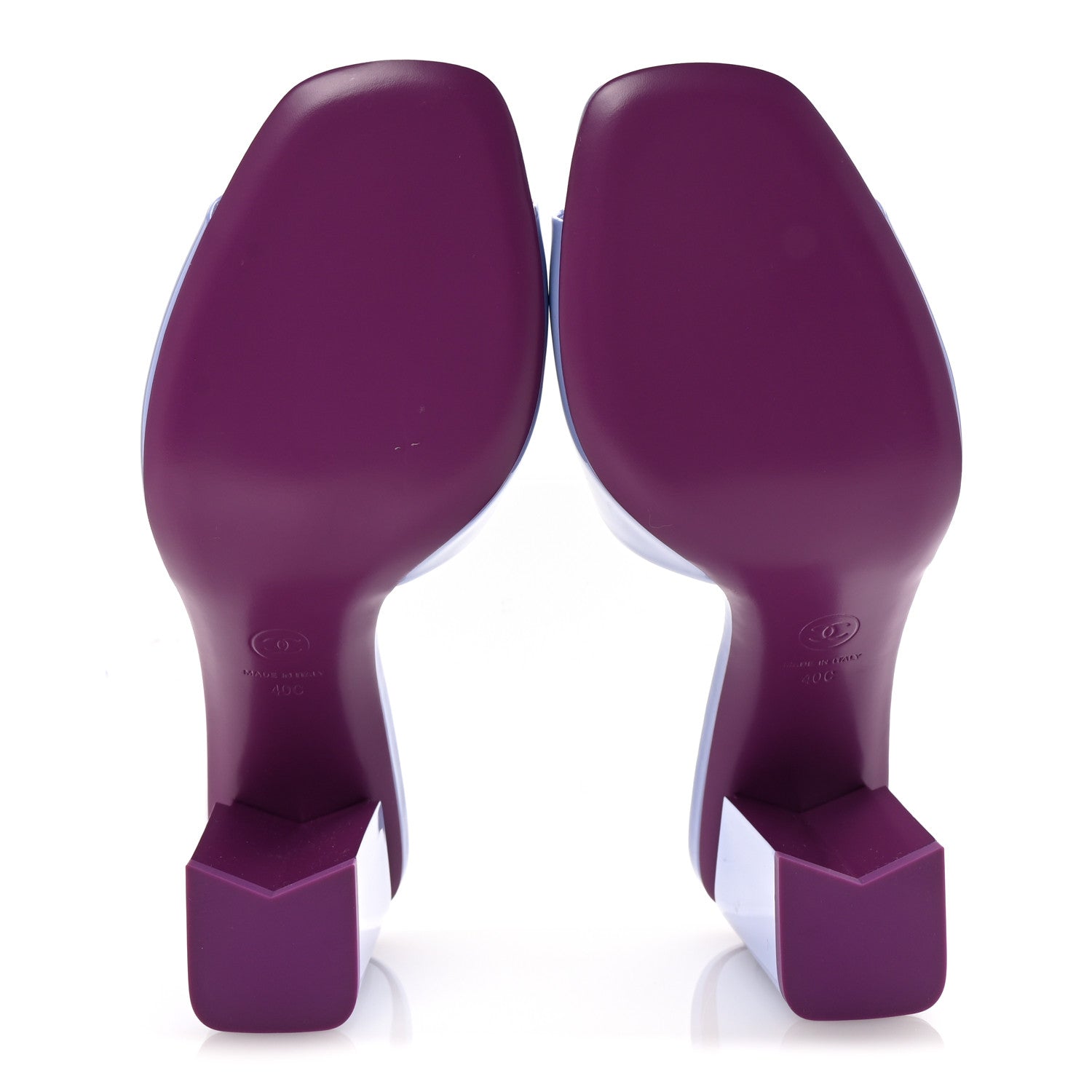 Patent Calfskin CC Mules 40 Light Purple Dark Purple