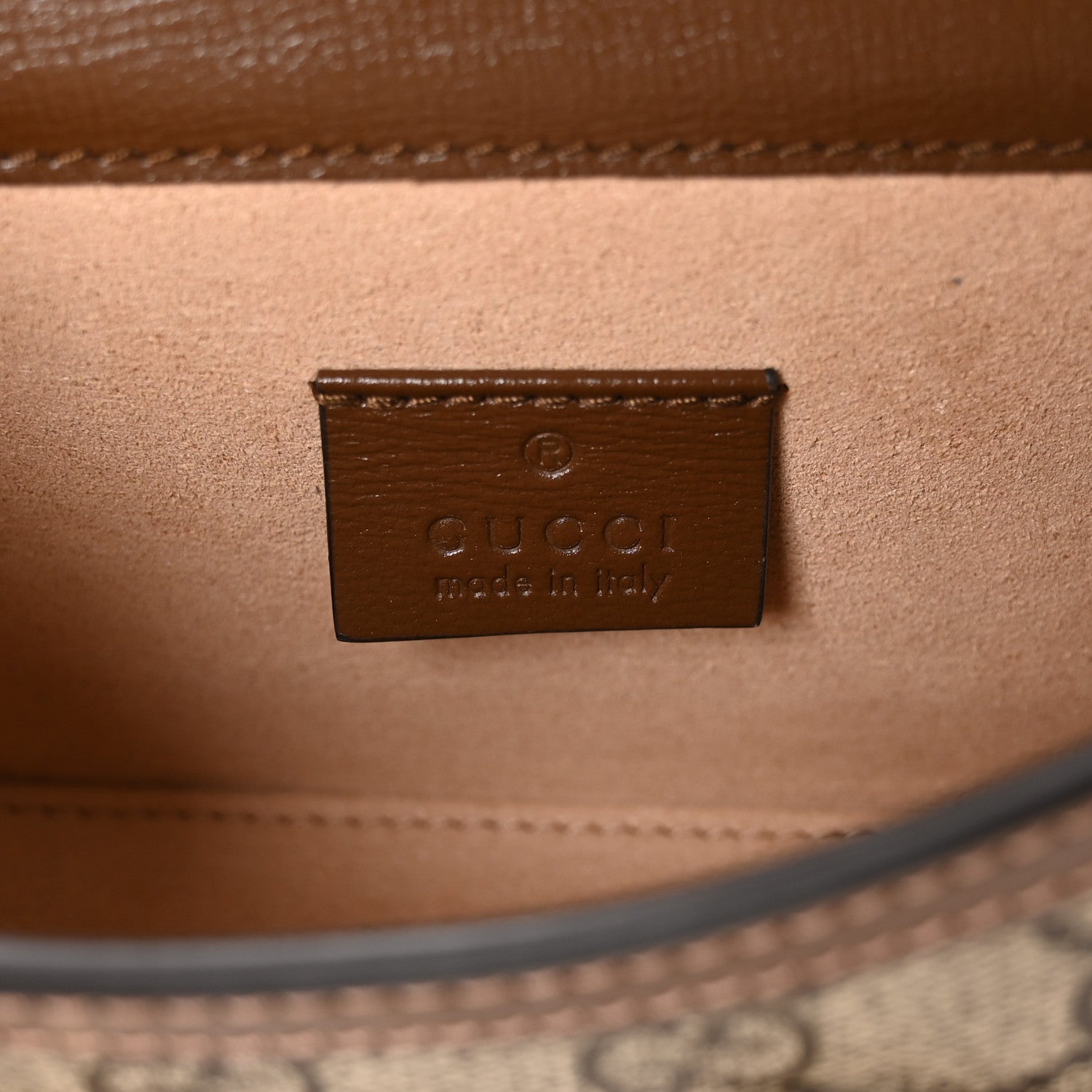 GG Supreme Monogram Mini Horsebit 1955 Shoulder Bag Beige Brown Sugar
