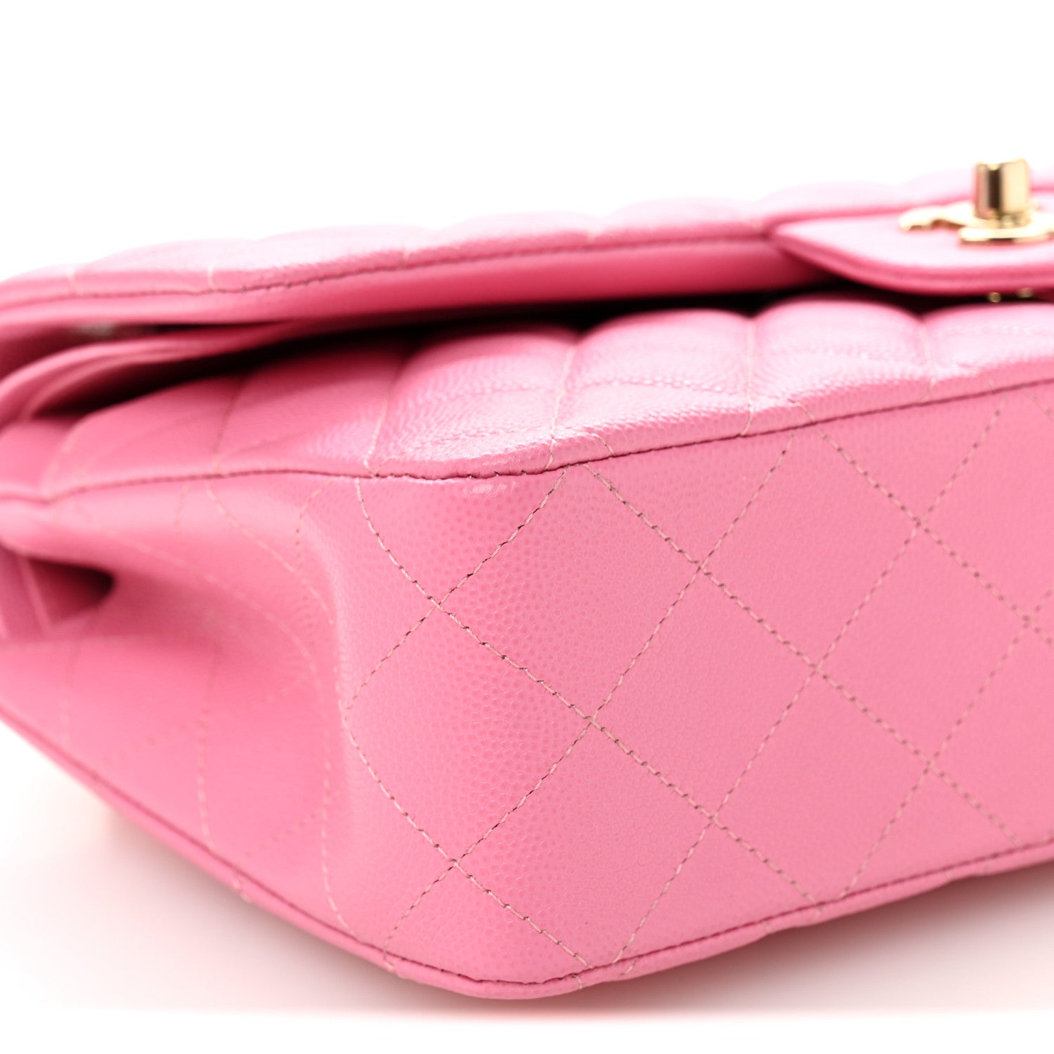Caviar Quilted Medium Double Flap Pink