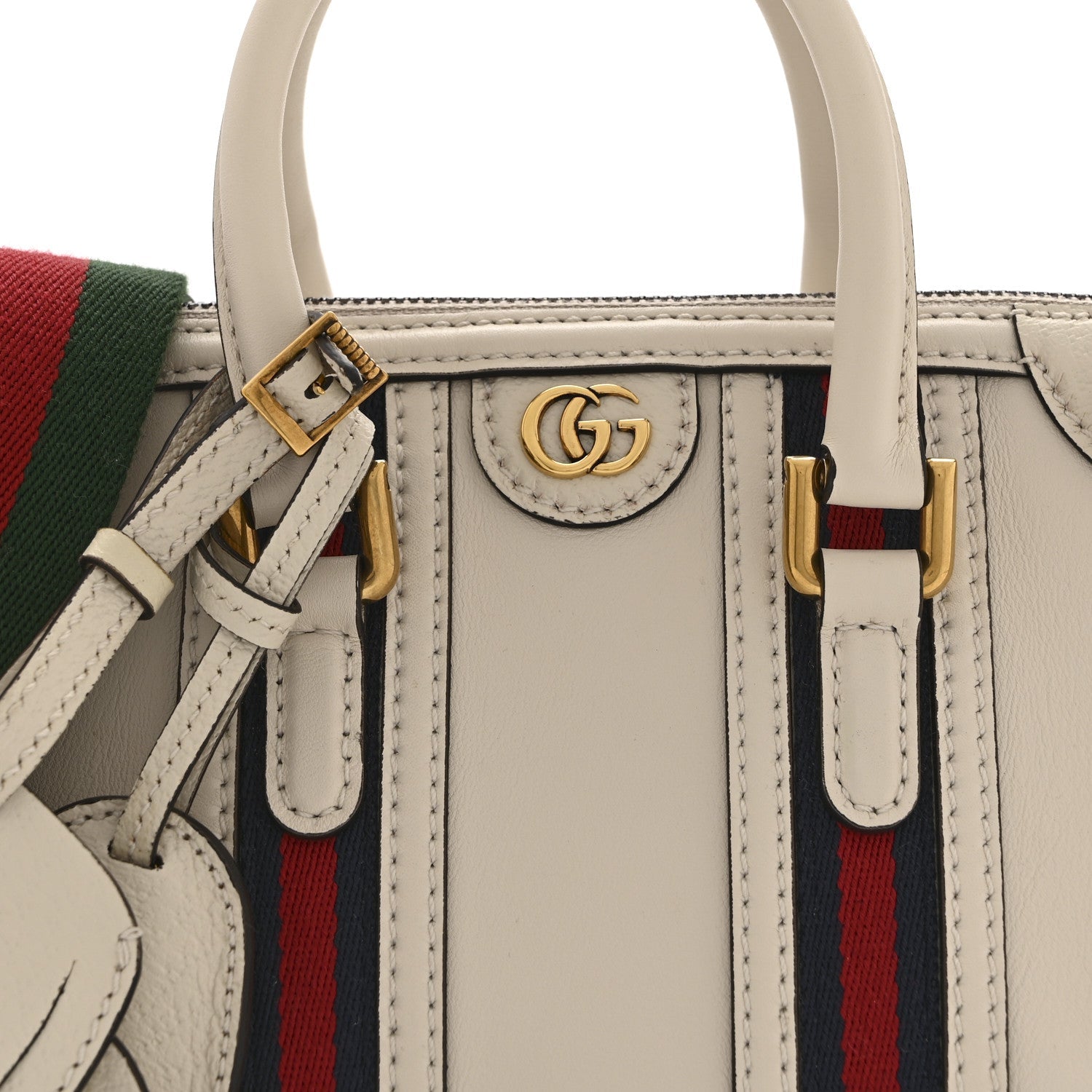 Koi Calfskin Web Mini Bauletto Duffle Top Handle Bag Mystic White