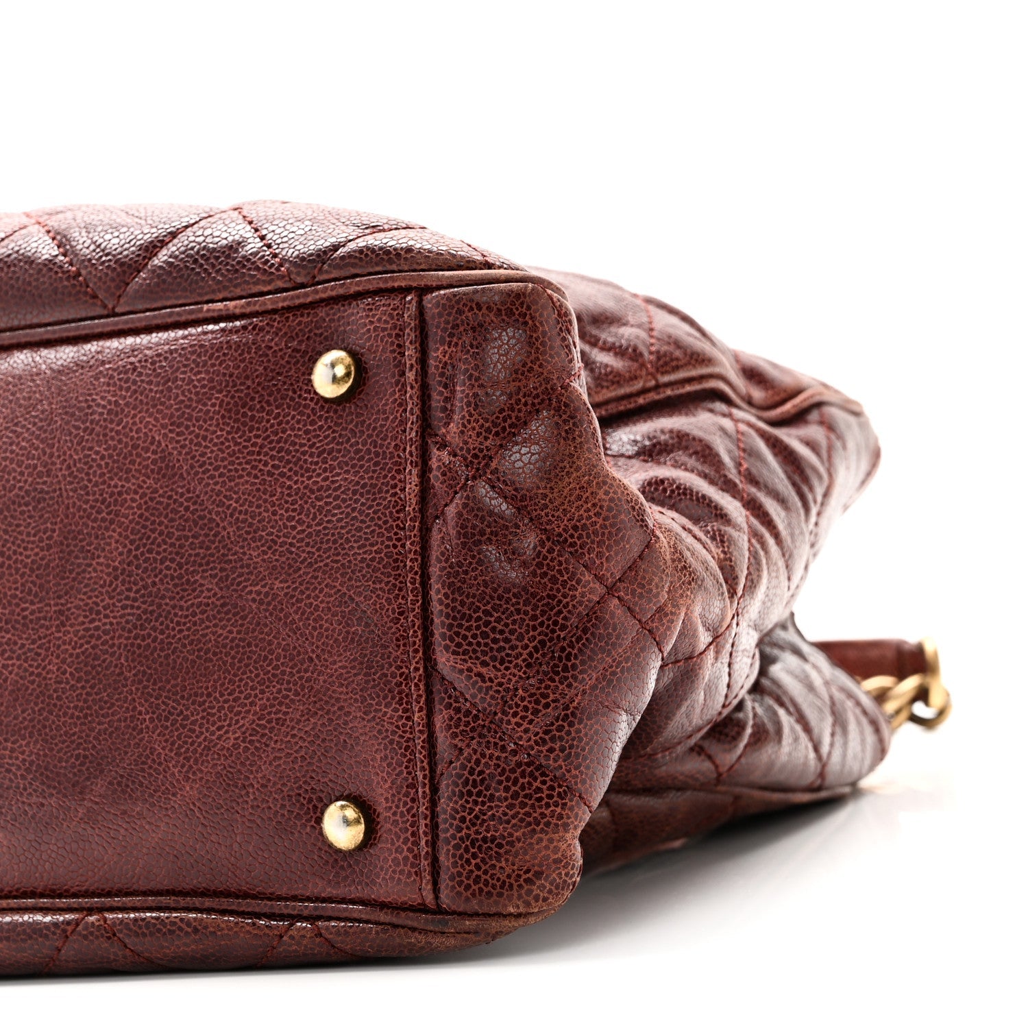 Glazed Caviar Quilted Small Shiva Tote Burgundy