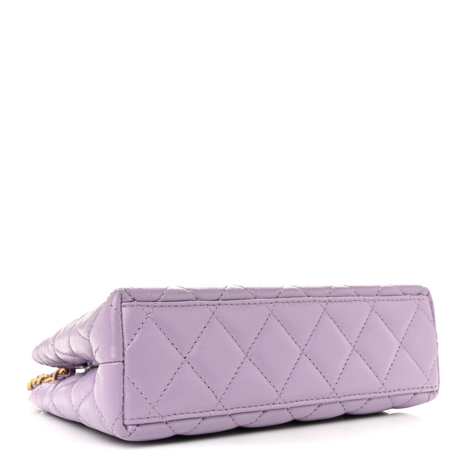 Shiny Aged Calfskin Quilted Nano Kelly Shopper Lilac
