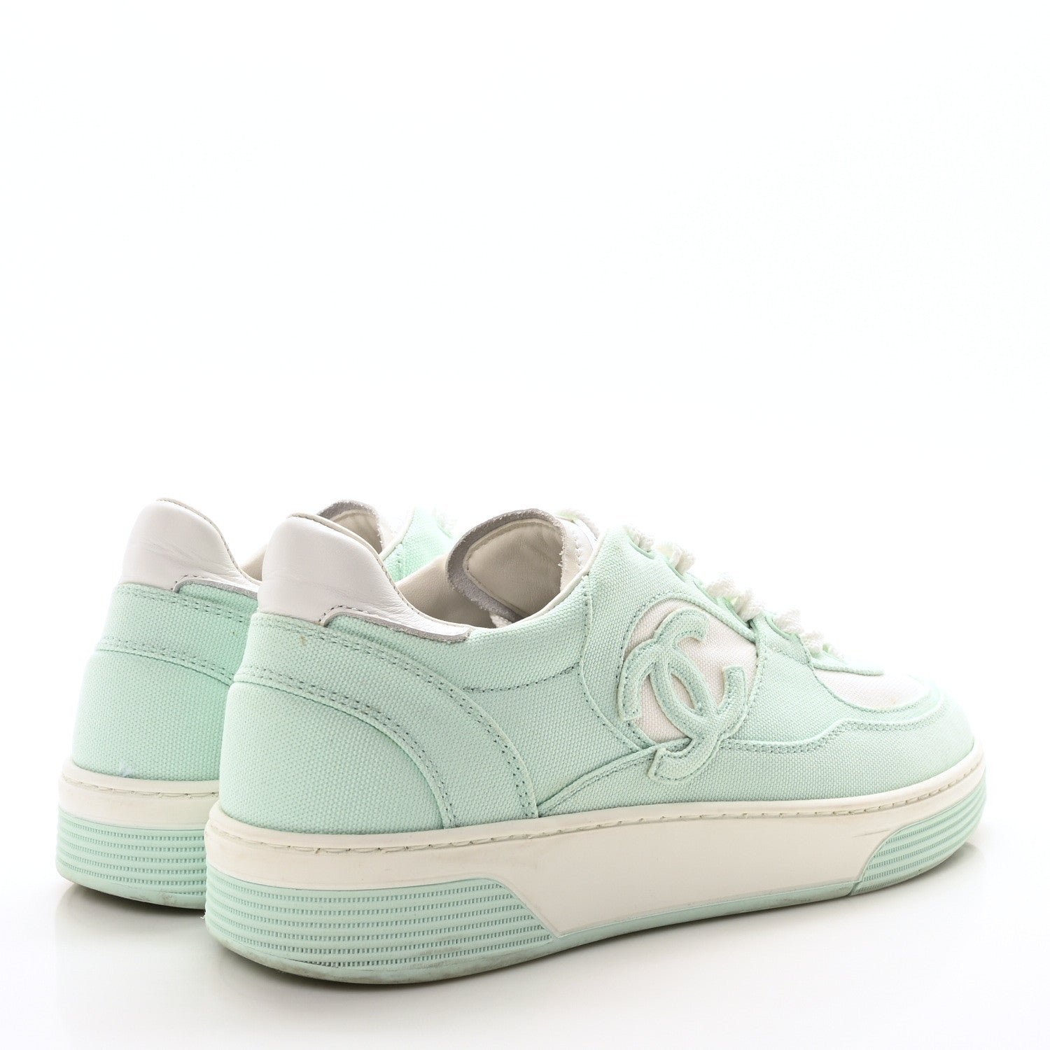 Cotton Sneakers 39 Light Turquoise White