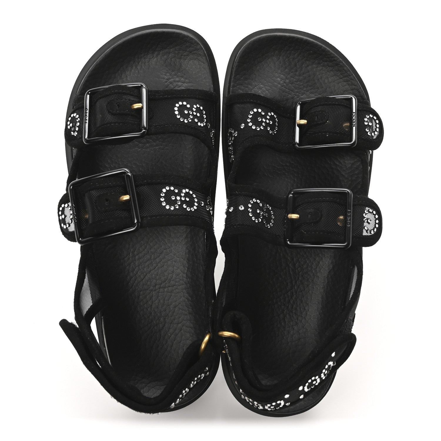 Tela Retino Kid Scamosciato Crystal GG Monogram Womens Dad Sandals 36 Black