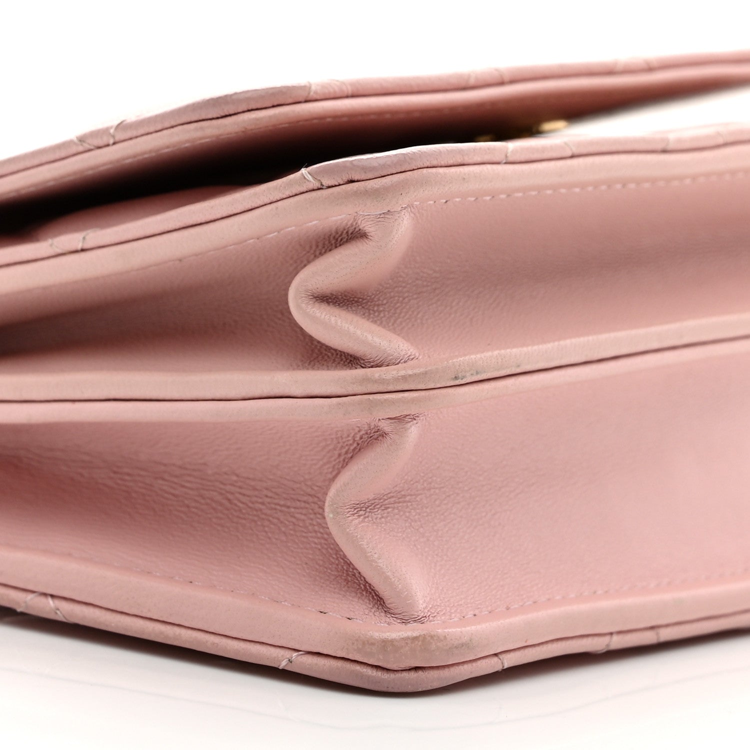Lambskin Quilted CC Pearl Enamel Clutch on Chain WOC Light Pink