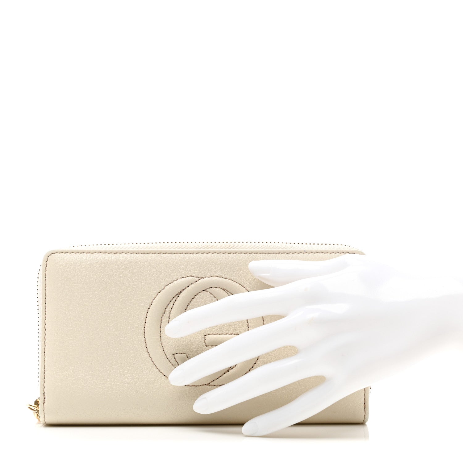 Pebbled Calfskin Soho Zip Around Wallet Off White