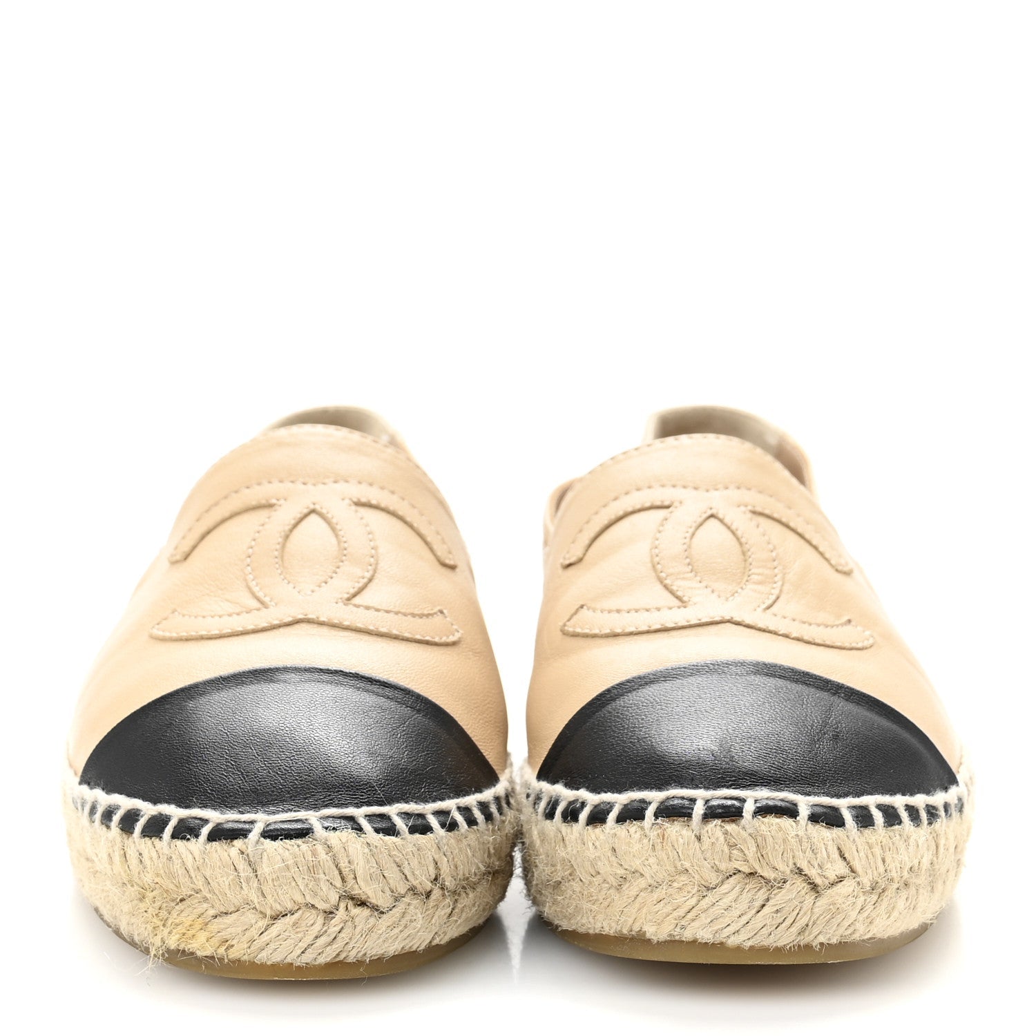Lambskin CC Espadrilles 37 Beige Black