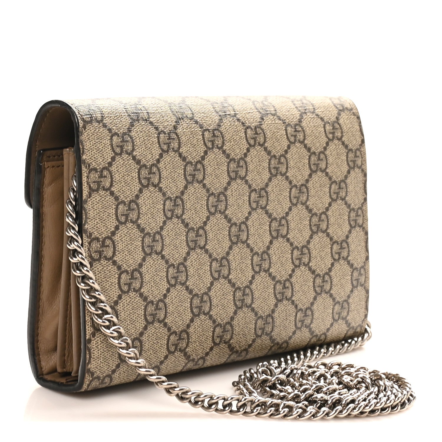GG Supreme Monogram Mini Dionysus Chain Wallet Beige Taupe