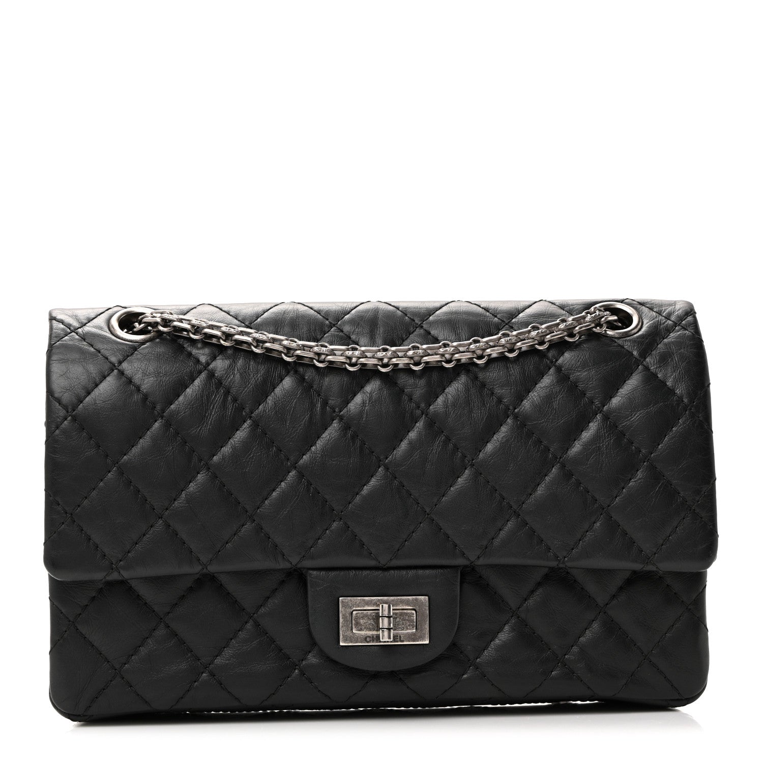 Aged Calfskin Quilted 2.55 Reissue 225 Flap Black